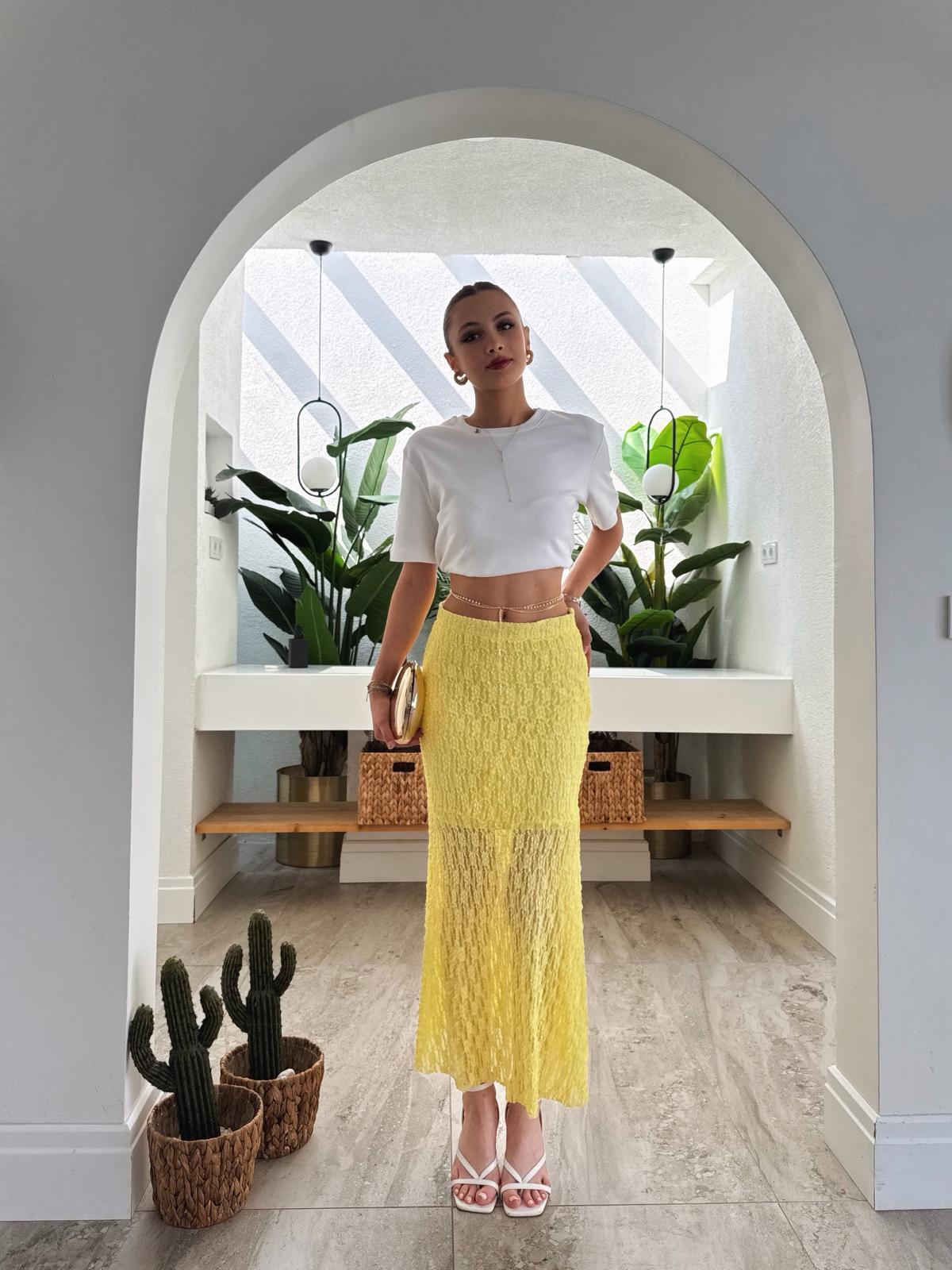 Lesha Sarı Balon Örme Etek