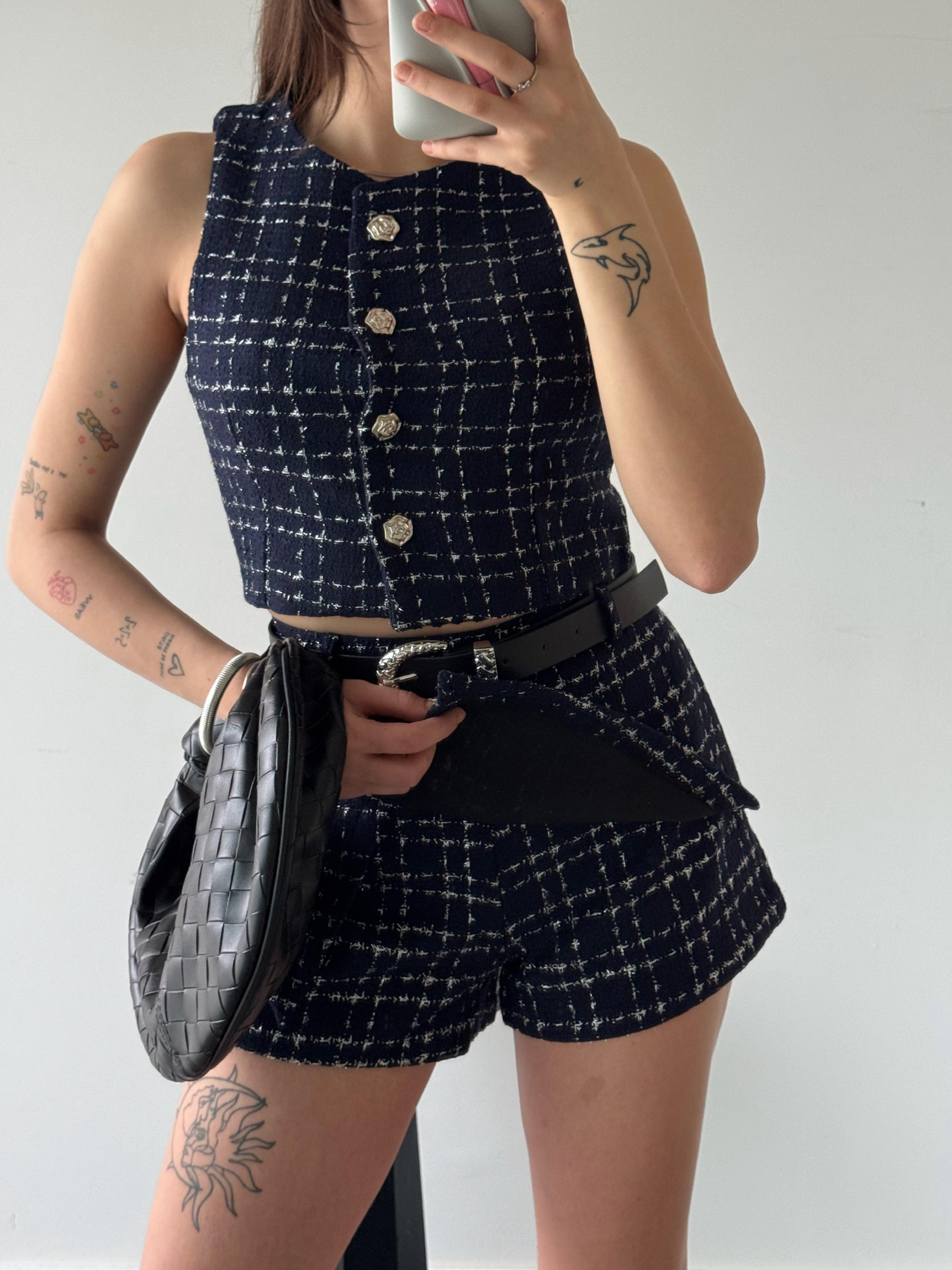 Litaly Parlak Şort Etek Lacivert Takım