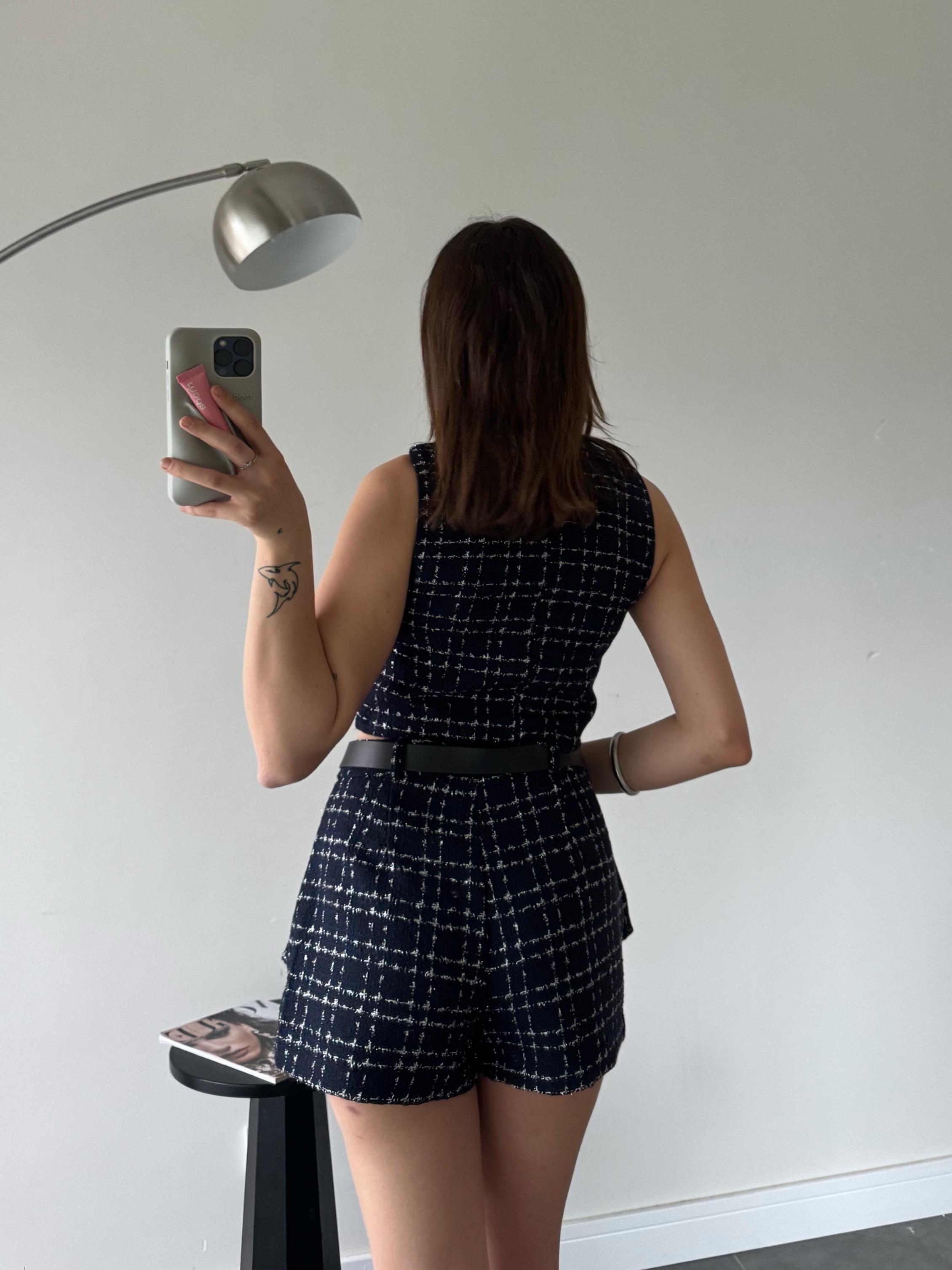 Litaly Parlak Şort Etek Lacivert Takım