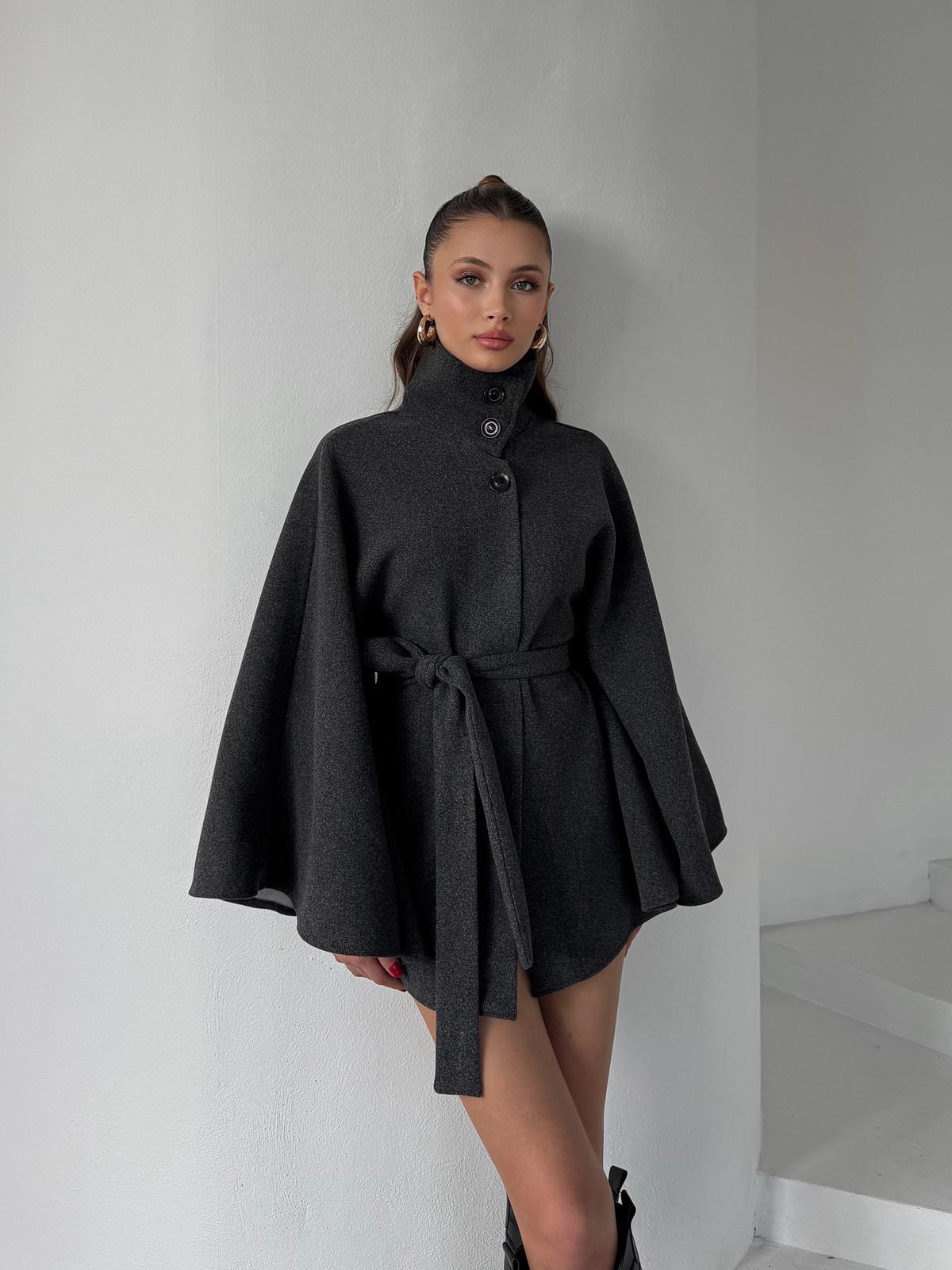 Mavren Kuşaklı Antrasit Kaşe Panço