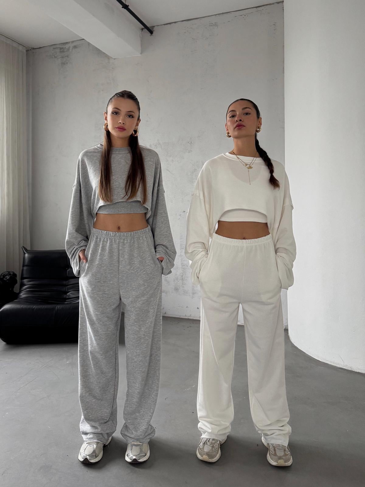 Mionex Beyaz Basic Crop Pantolon 3 lü Takım