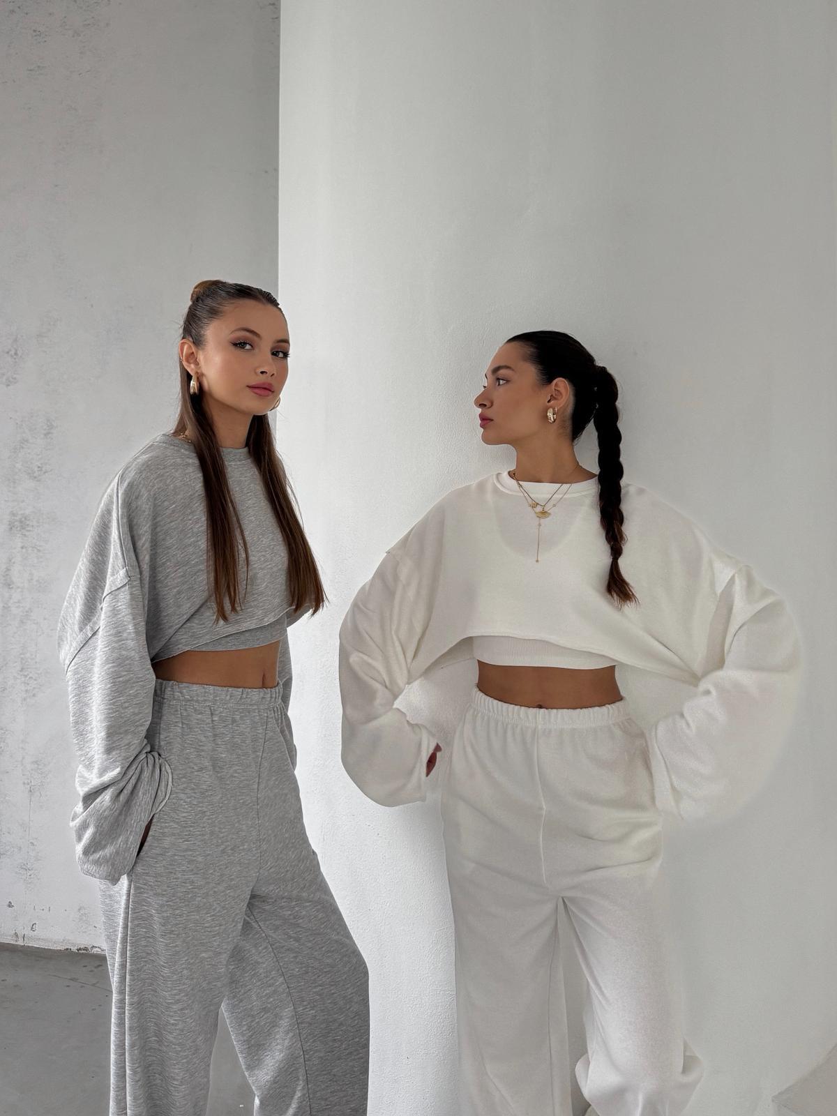 Mionex Beyaz Basic Crop Pantolon 3 lü Takım