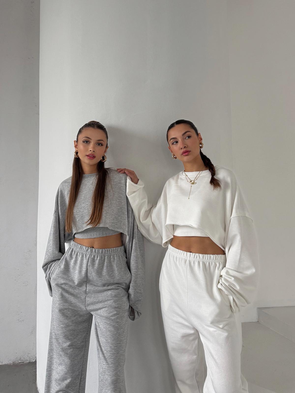 Mionex Gri Basic Crop Pantolon 3 lü Takım