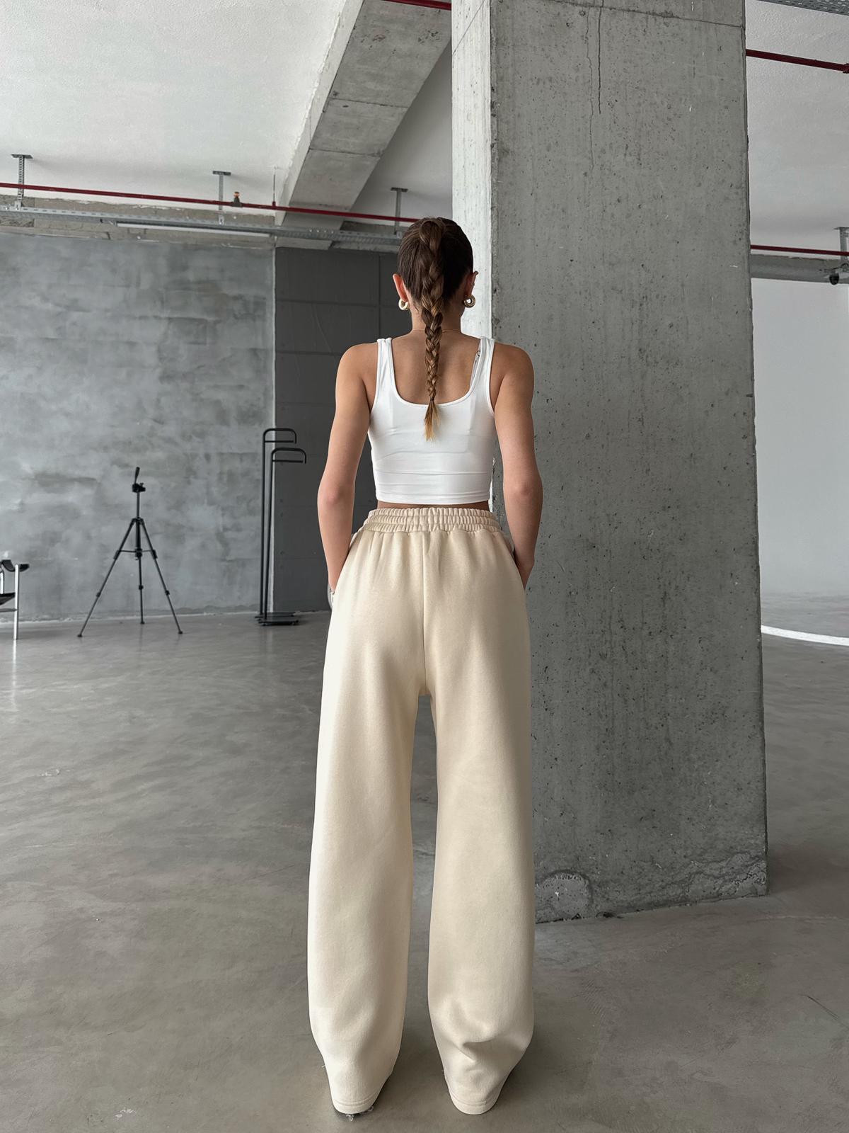 OW Baggy Oversize Bej Eşofman Altı