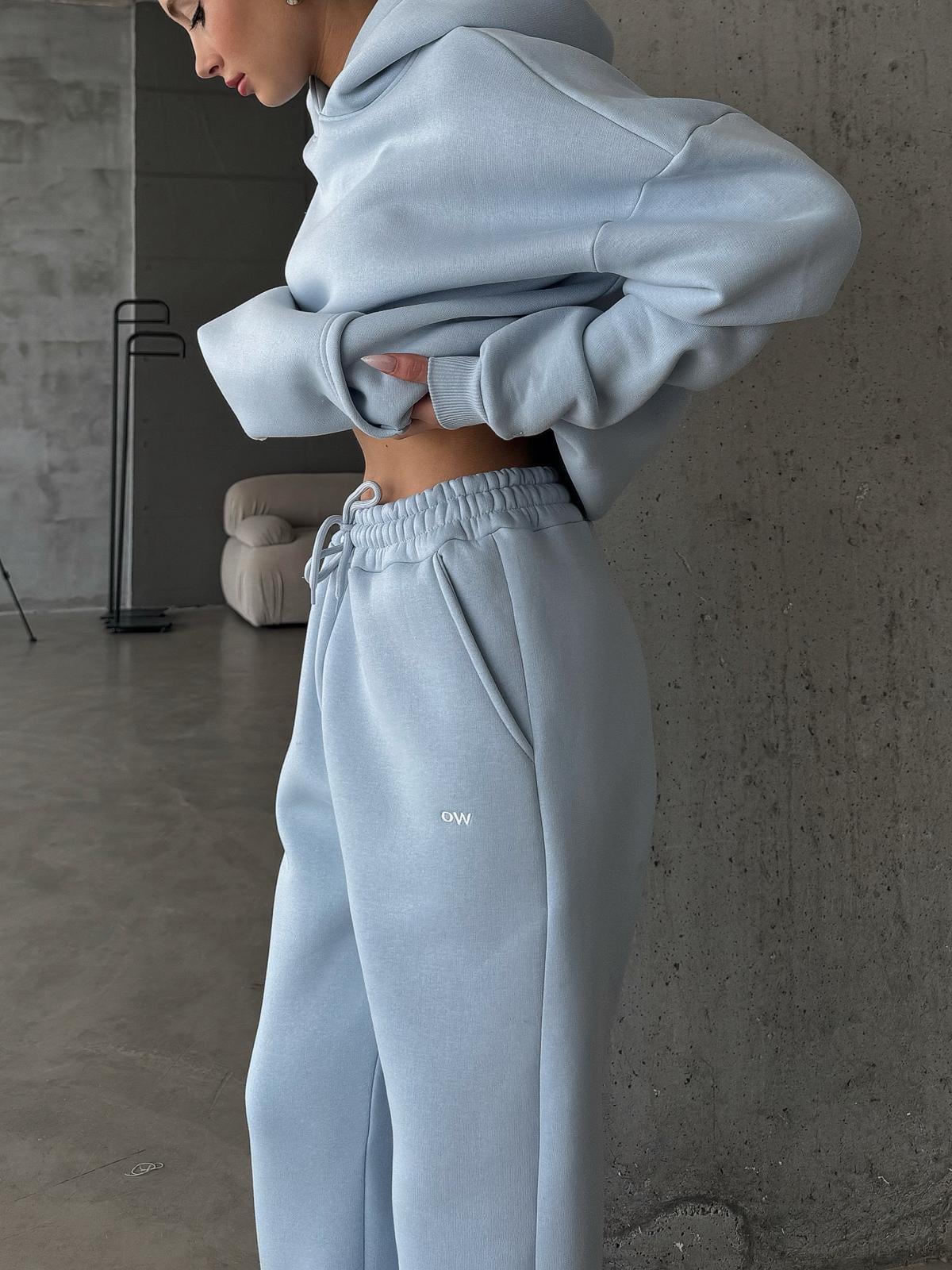 OW Bebe Mavi Oversize Yüksek Bel Jogger