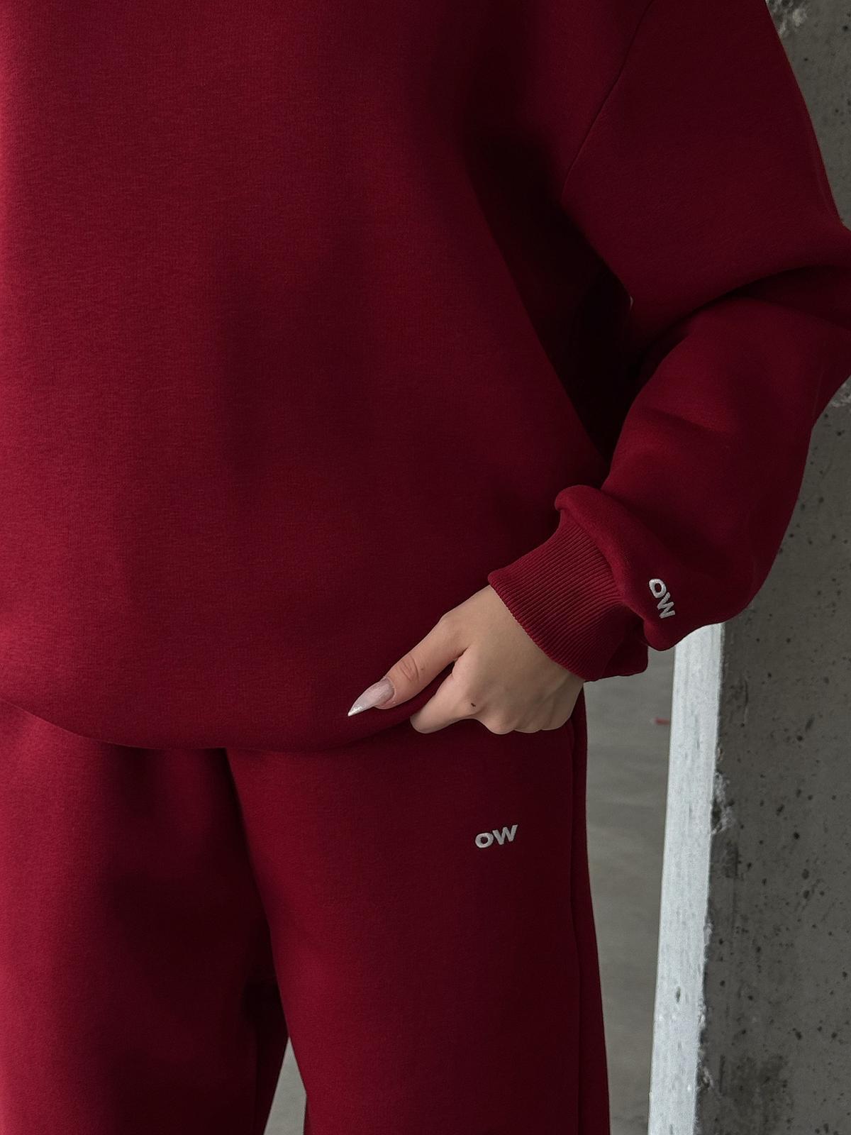 OW Bisiklet Yaka Oversize Bordo Eşofman Takımı