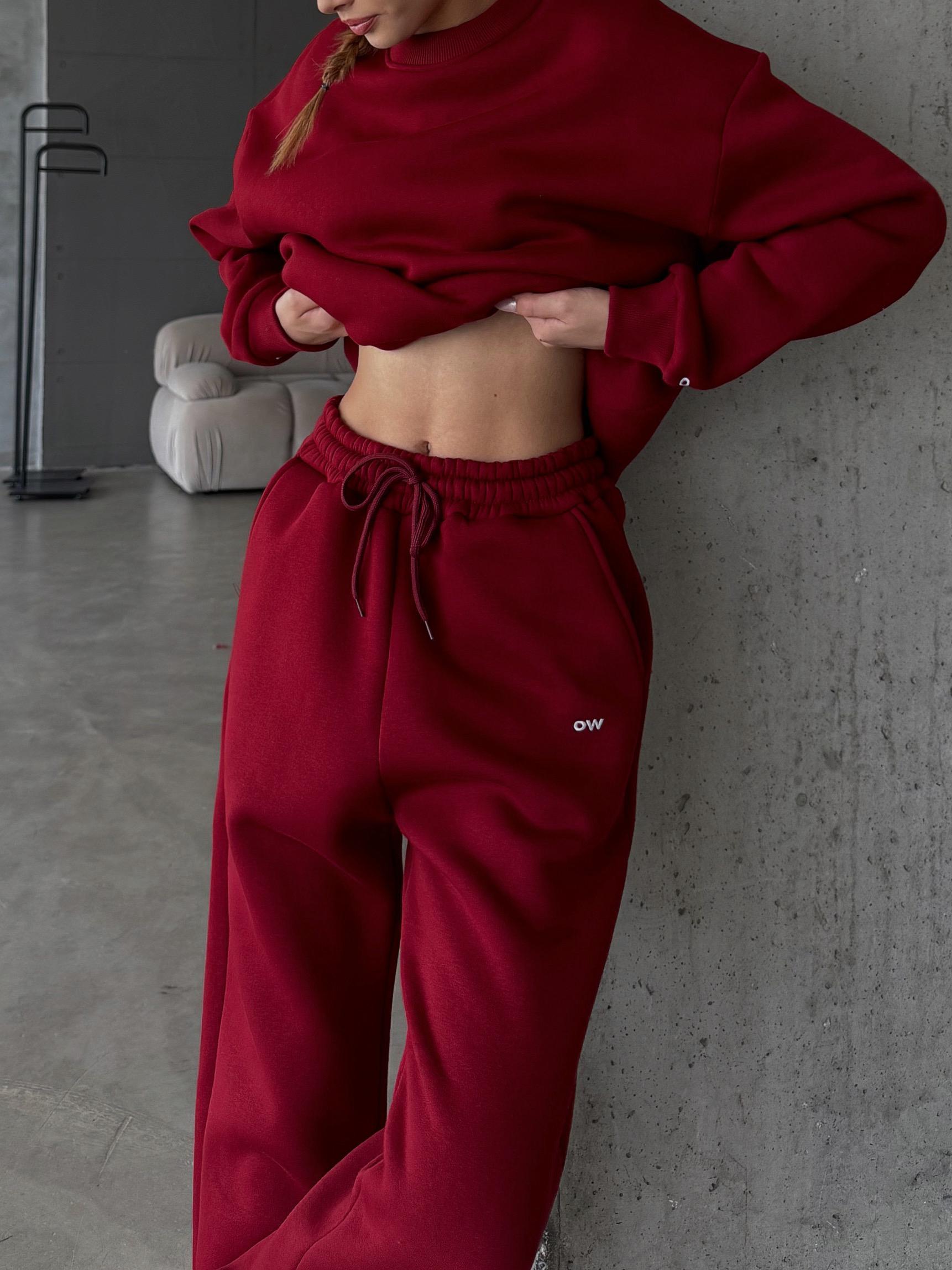 OW Bisiklet Yaka Oversize Bordo Eşofman Takımı