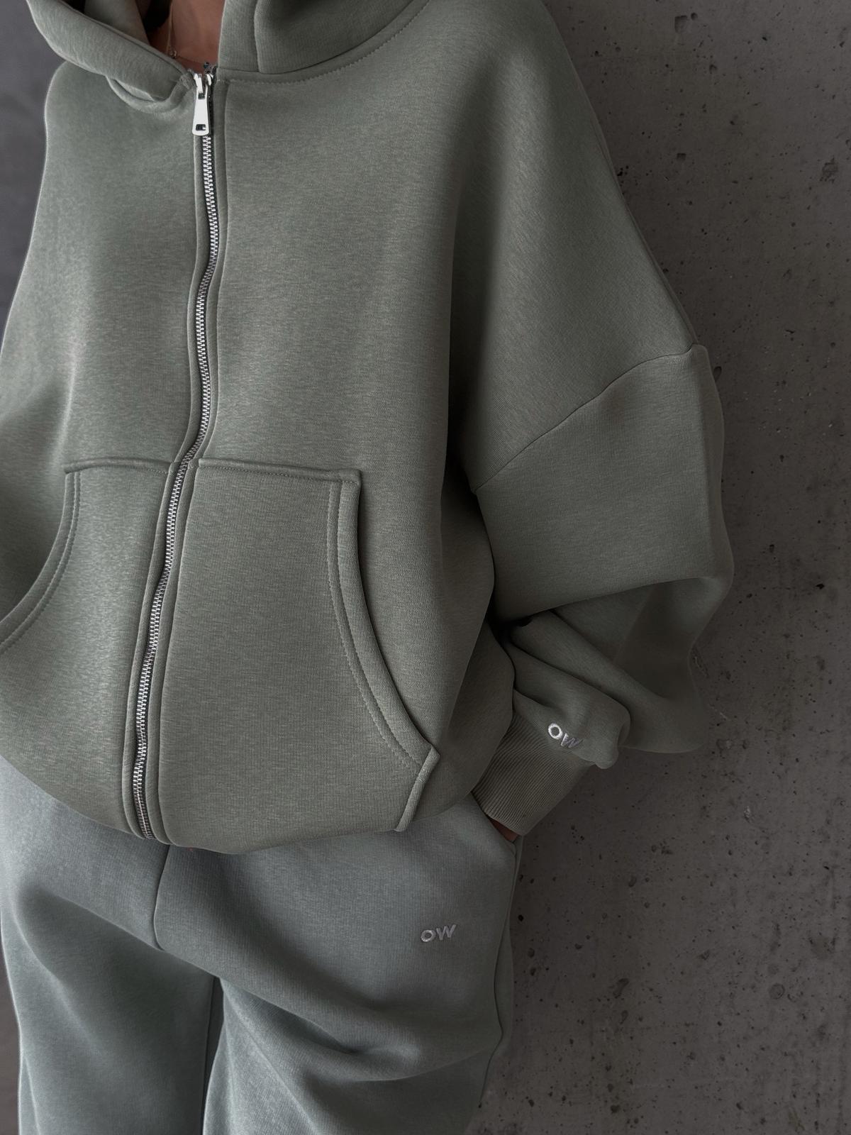 OW Fermuarlı Oversize Mint Eşofman Takımı