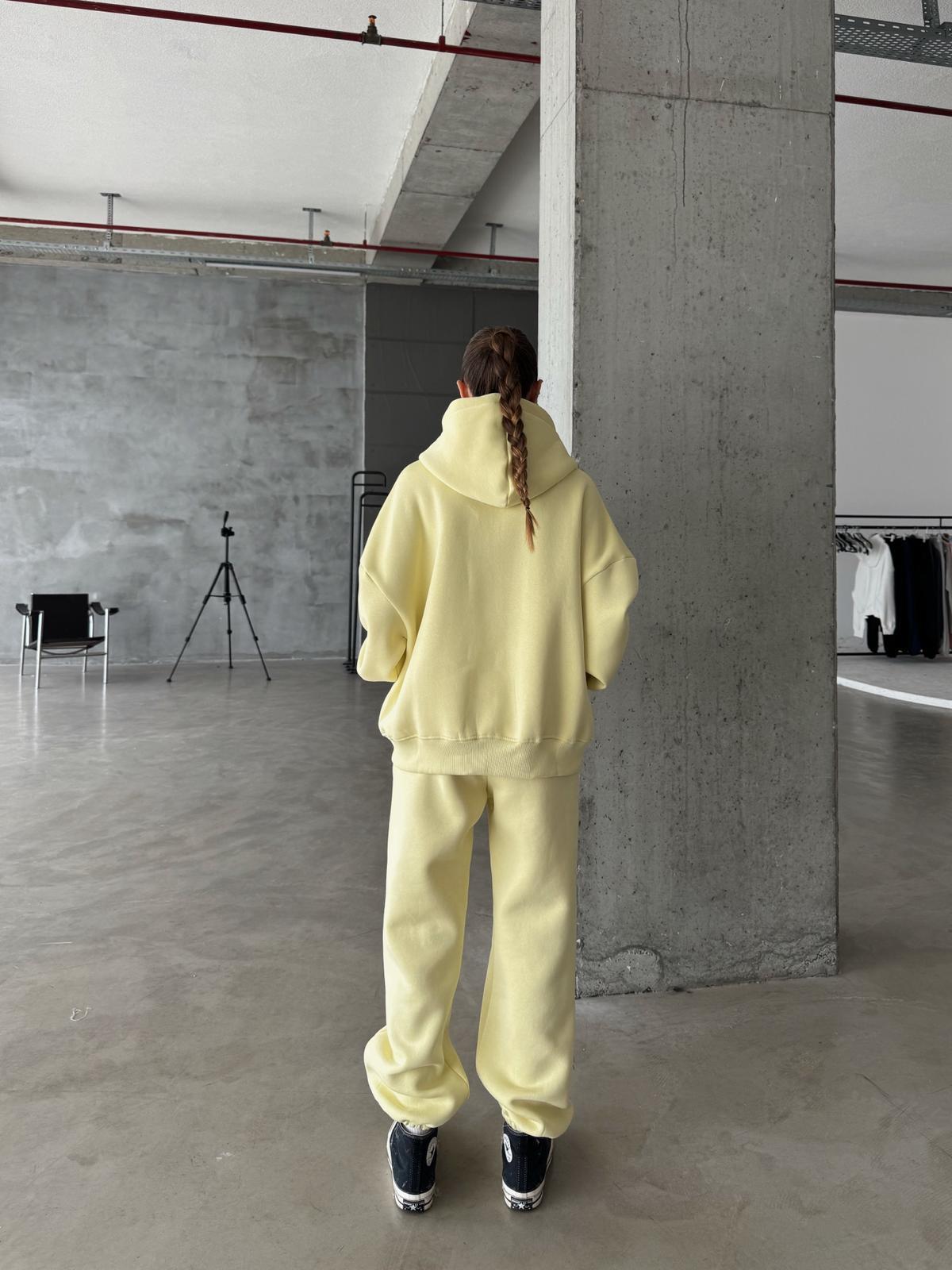 OW Fermuarlı Oversize Sarı Hırka