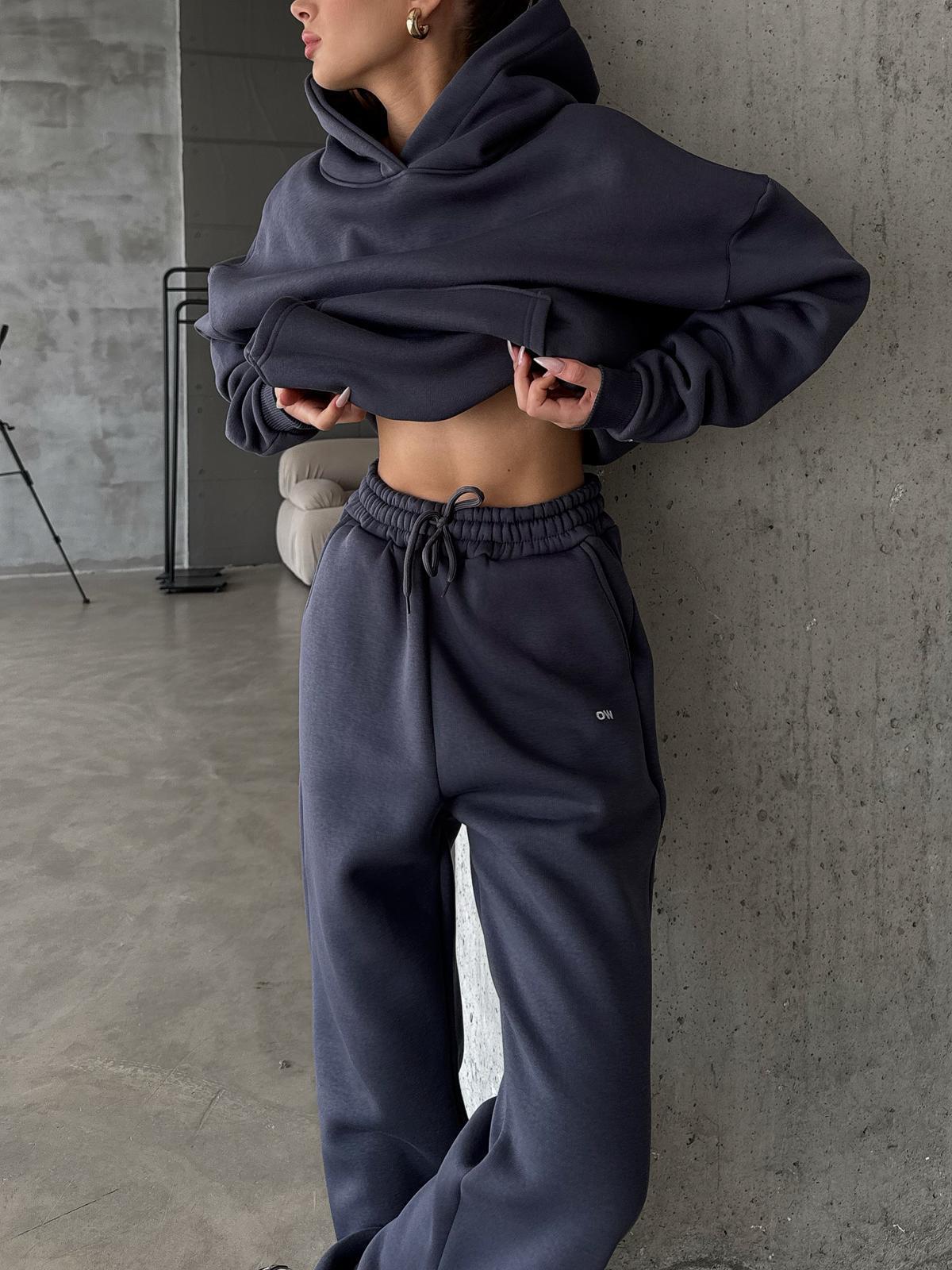 OW Kapüşonlu Oversize Antrasit Eşofman Takımı