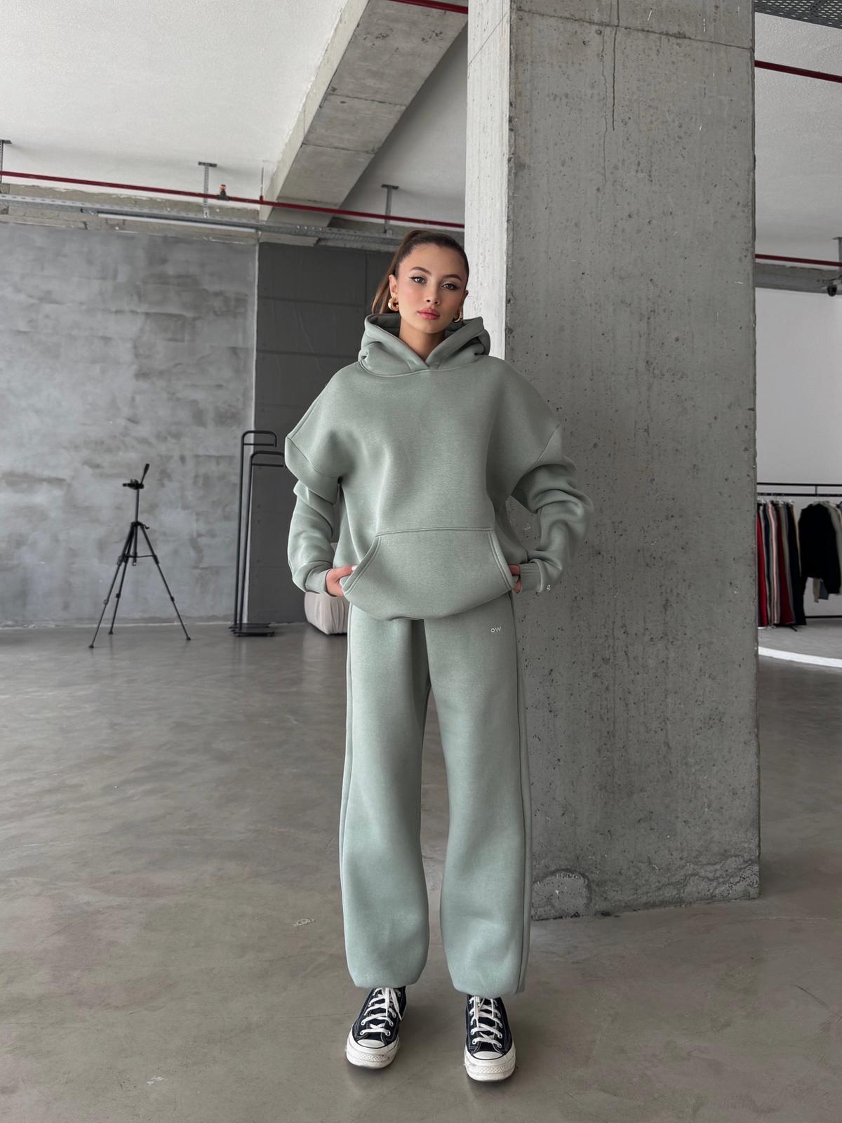 OW Kapüşonlu Oversize Mint Hoodie