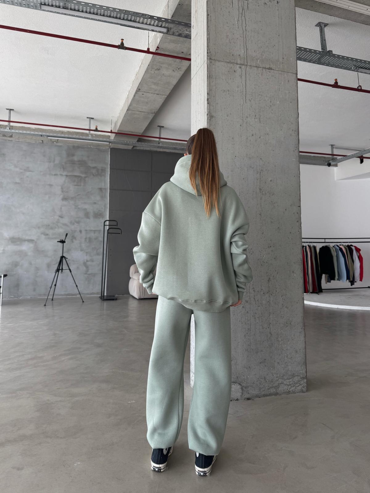 OW Kapüşonlu Oversize Mint Hoodie