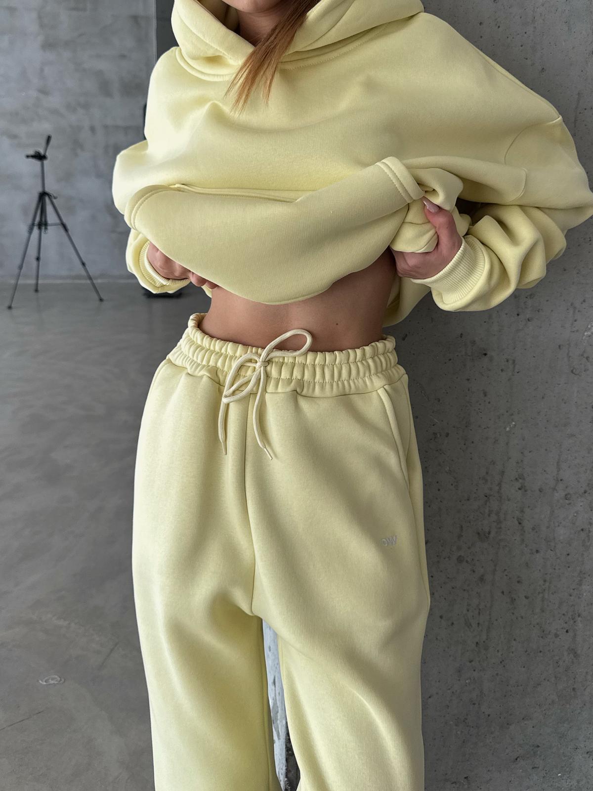 OW Kapüşonlu Oversize Sarı Hoodie