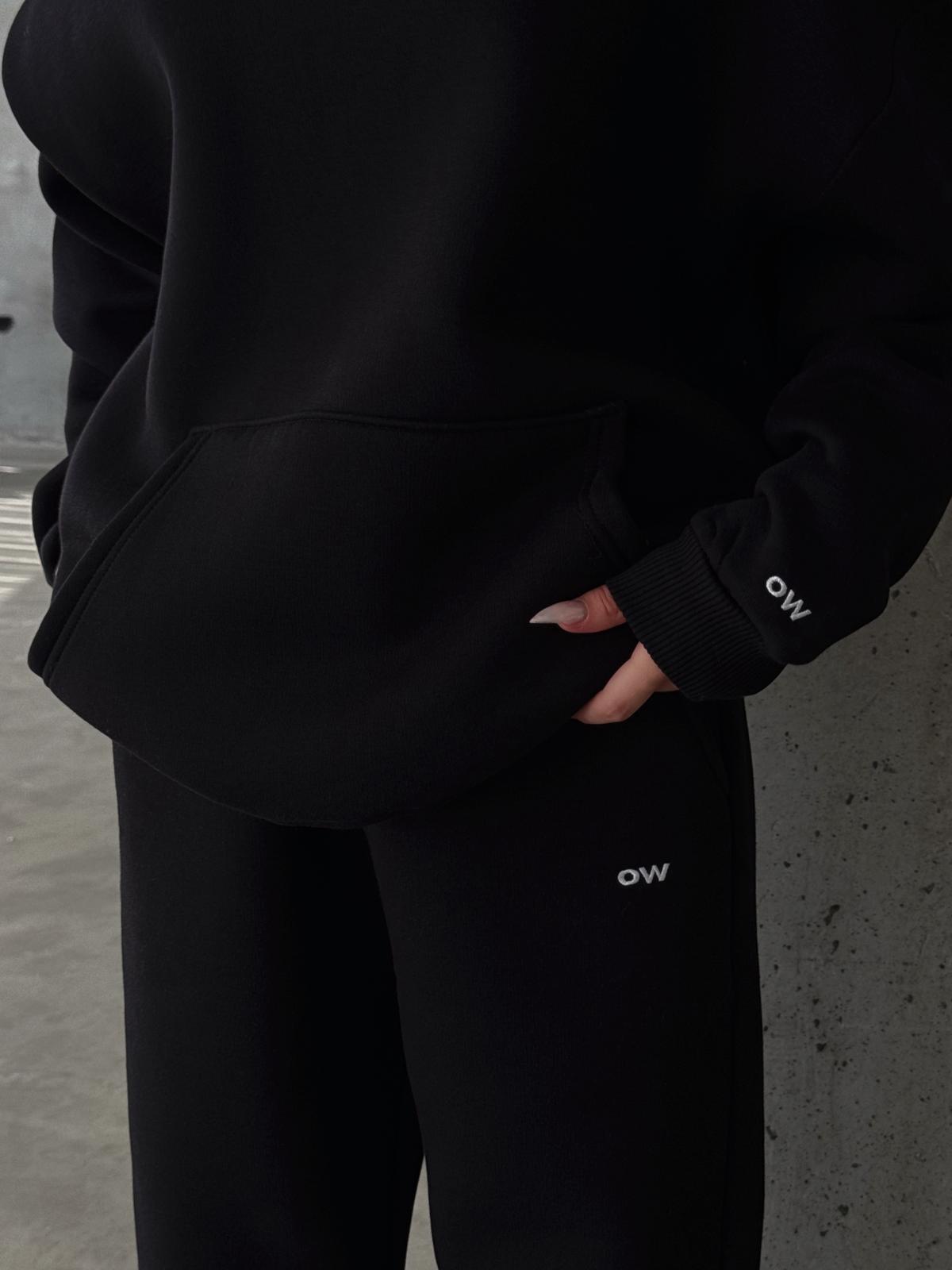 OW Kapüşonlu Oversize Siyah Hoodie