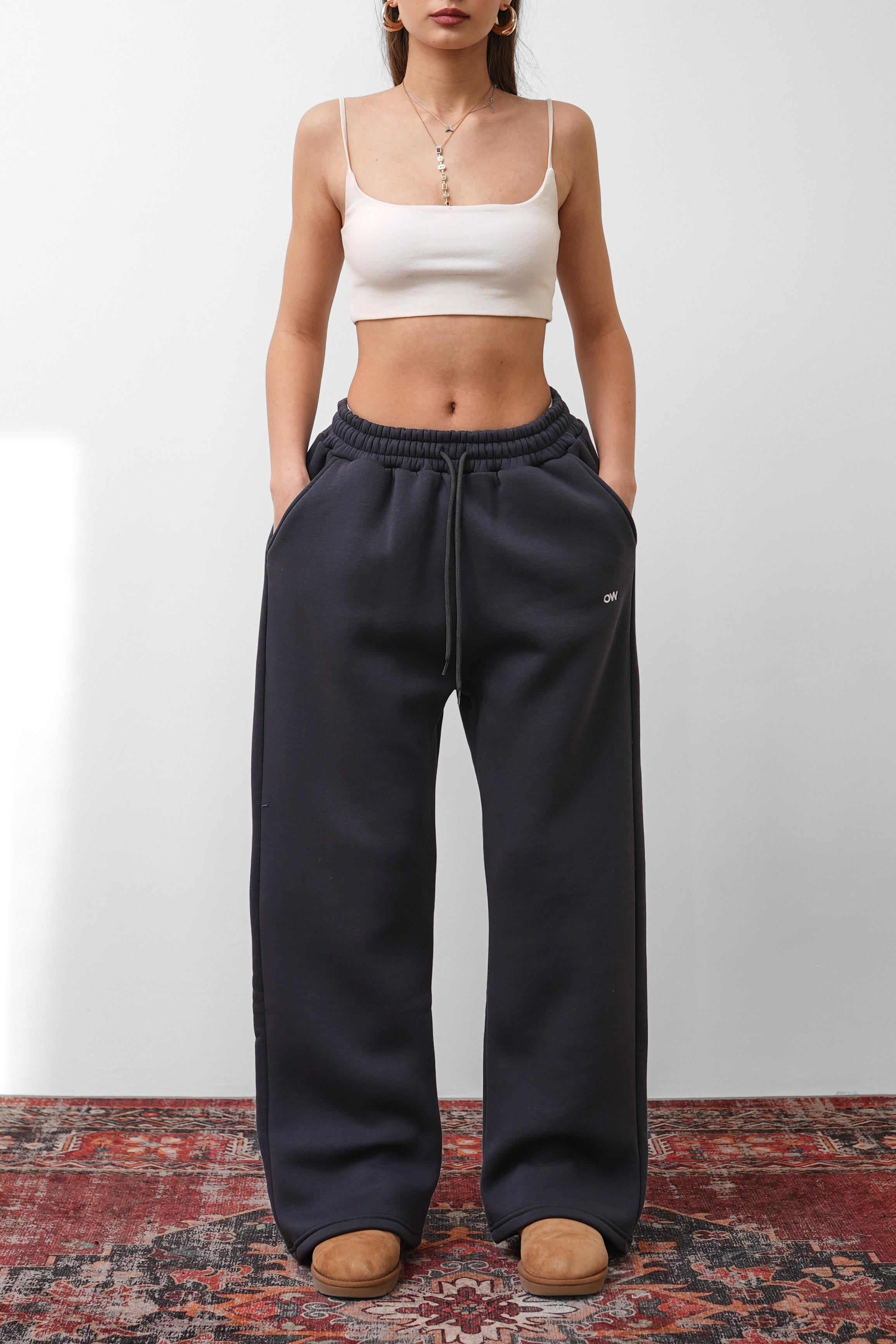 OW Oversize 3'lü Set Antrasit Paça Lastik+Düz Paça +Zip Takım