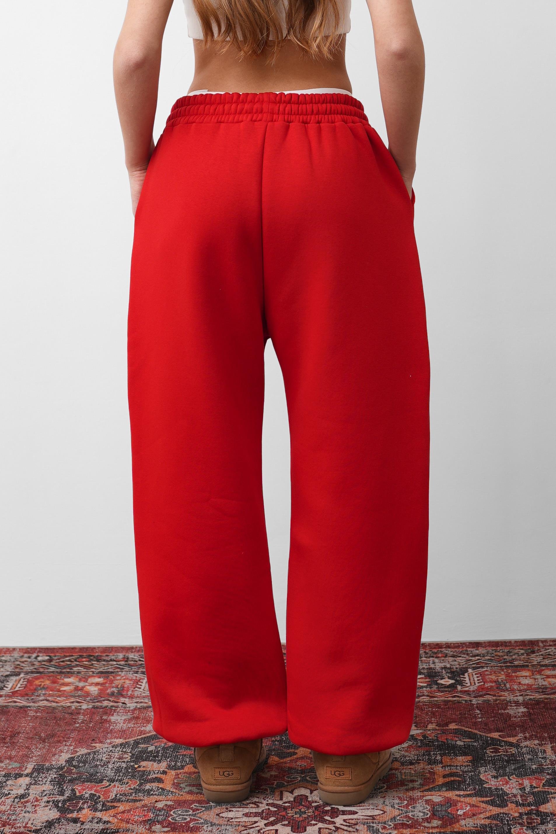 OW Oversize 3'lü Set Kırmızı Paça Lastik+Düz Paça +Zip Takım