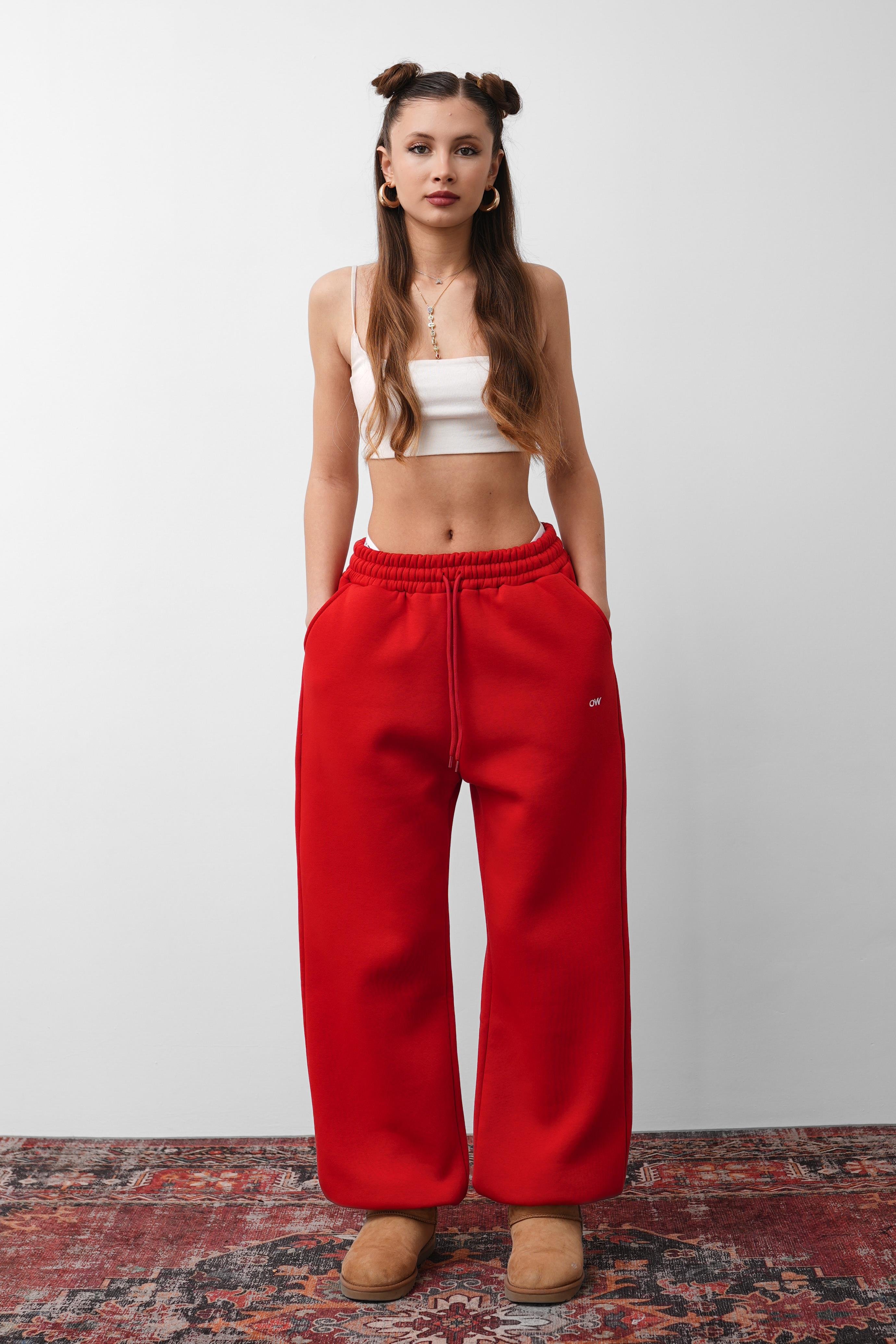 OW Oversize Kırmızı Lastik Paça Tek Alt