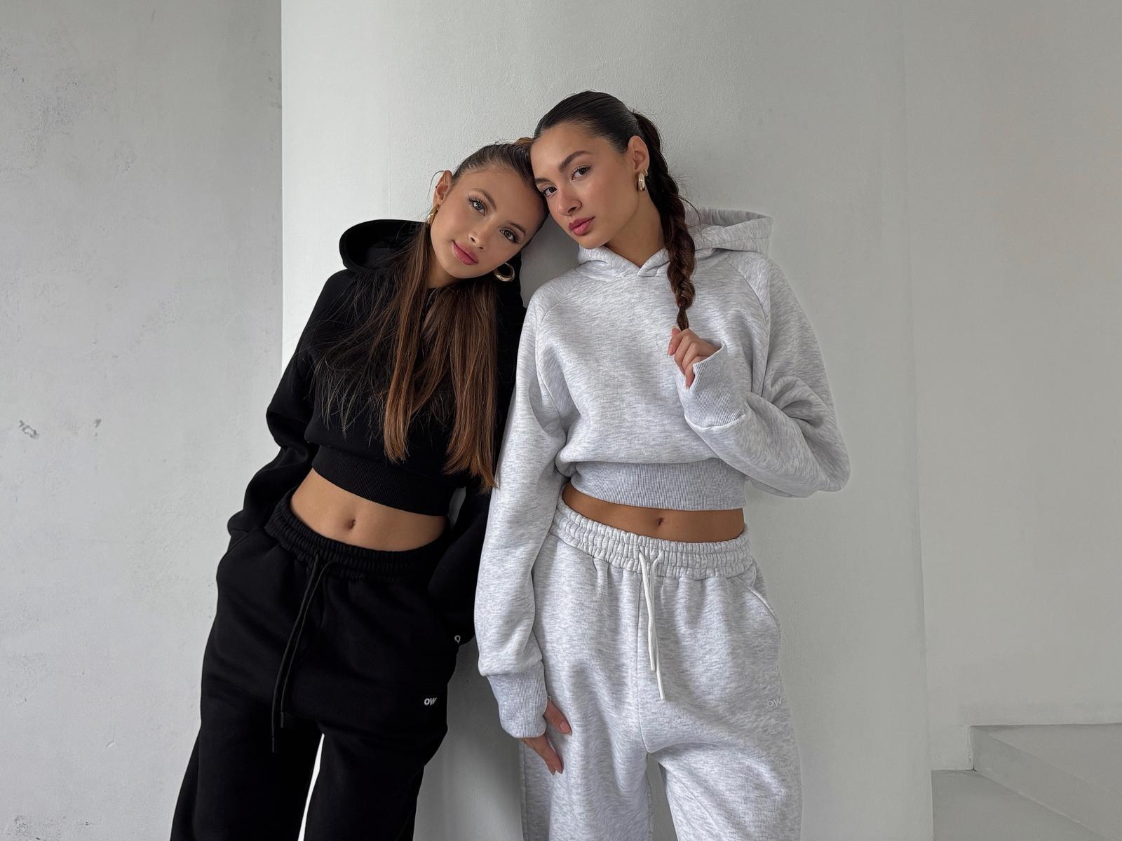 OW  Parmak Geçmeli Kapüşonlu Crop Karmelanj Sweatshirt 