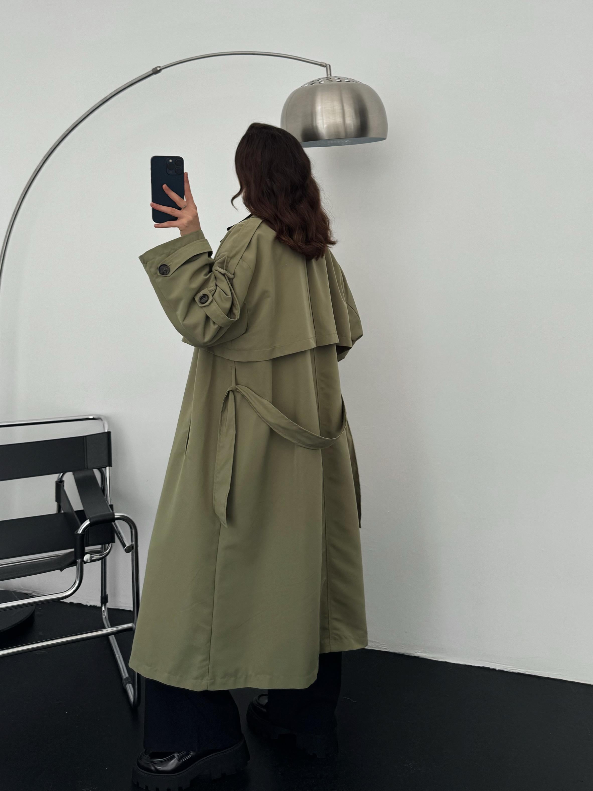 Peoria Çağla Yeşili Apoletli Oversize Trençkot