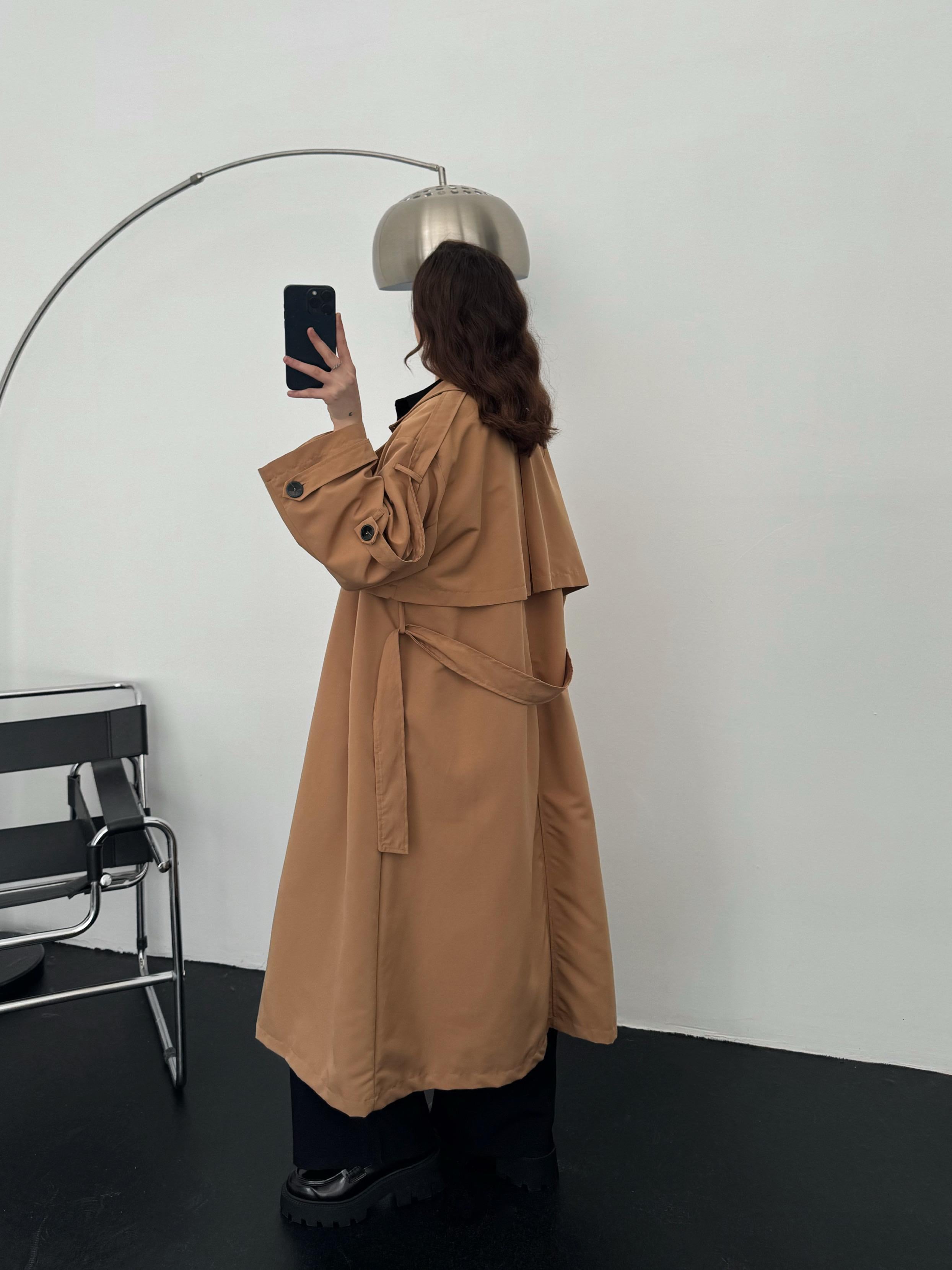 Peoria Camel Apoletli Oversize Trençkot