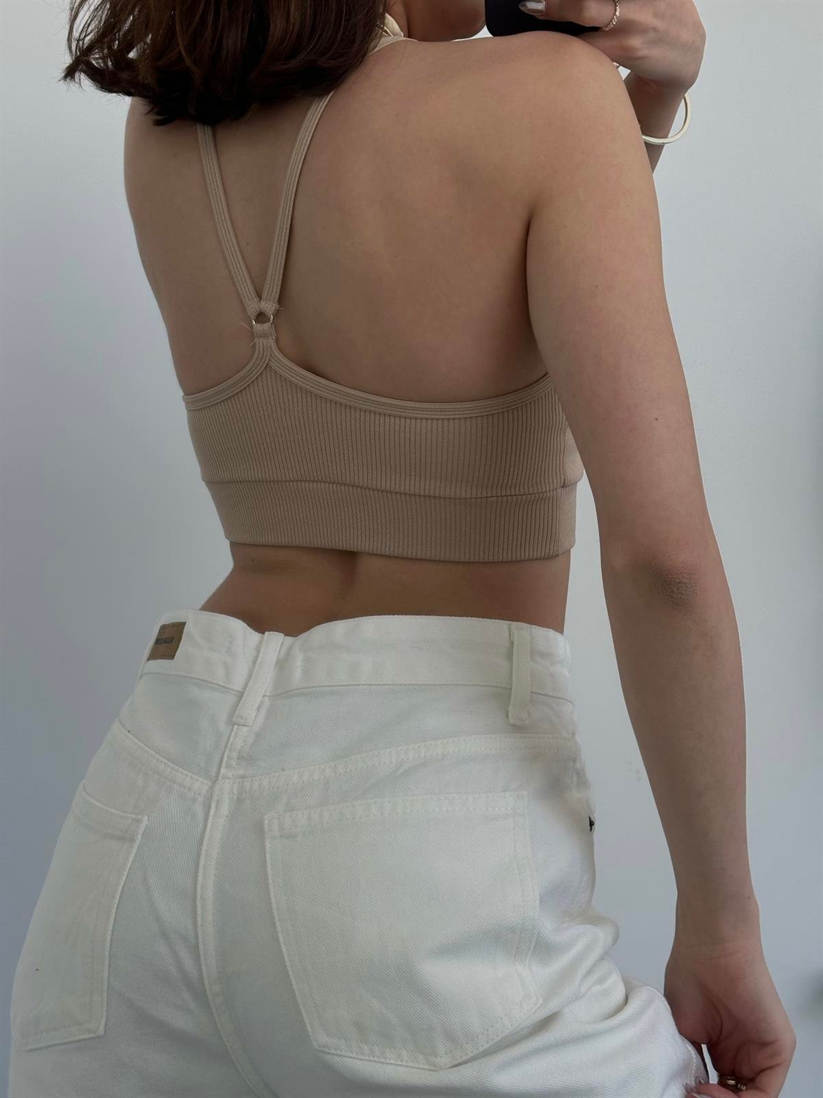 Peti Seamless Aslıkı Bej Crop Top