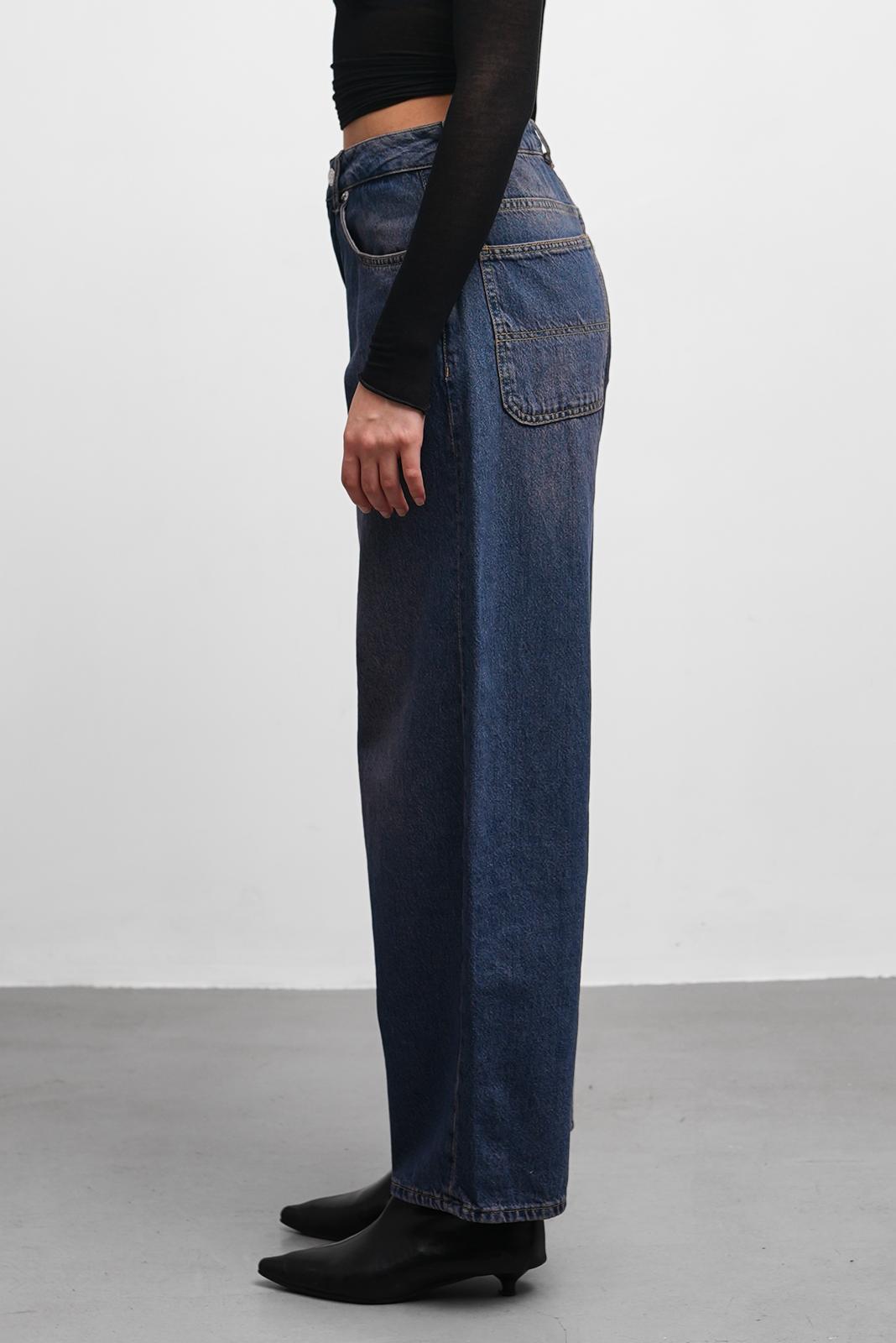 Raws Yüksek Bel Mavi Skater Jean
