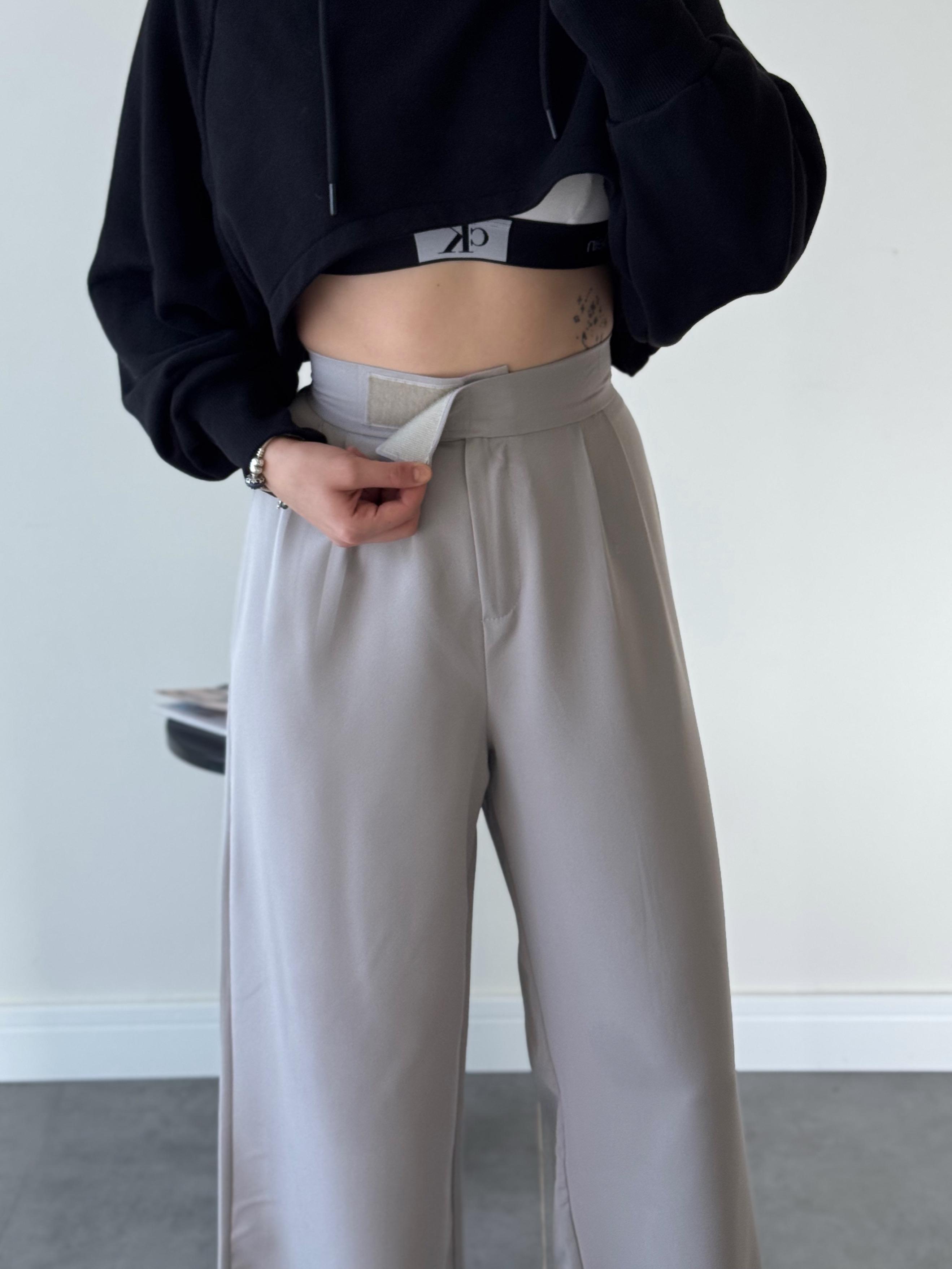 Redkit Cırt Kapamalı Gri Palazzo Pantolon