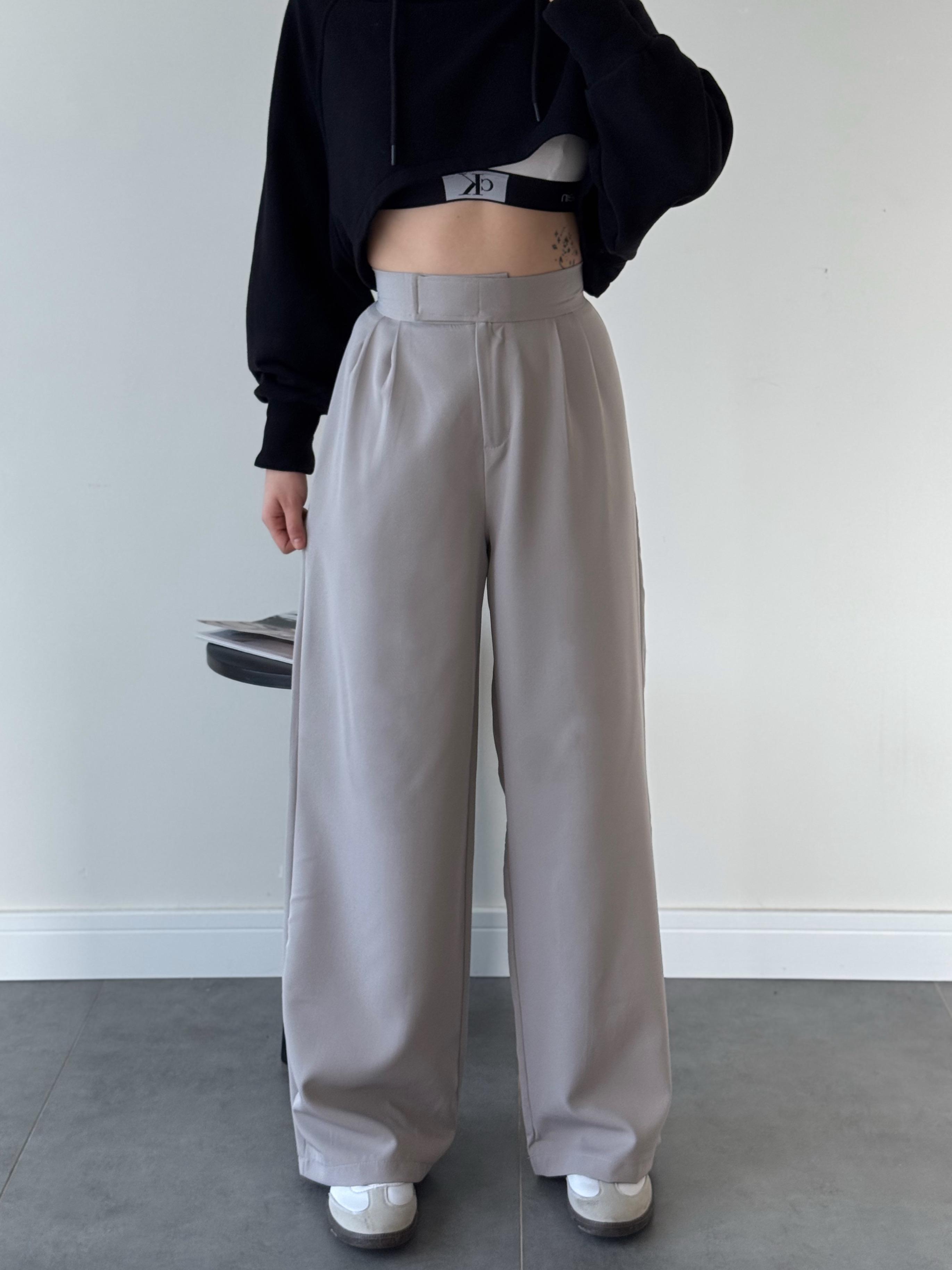 Redkit Cırt Kapamalı Gri Palazzo Pantolon