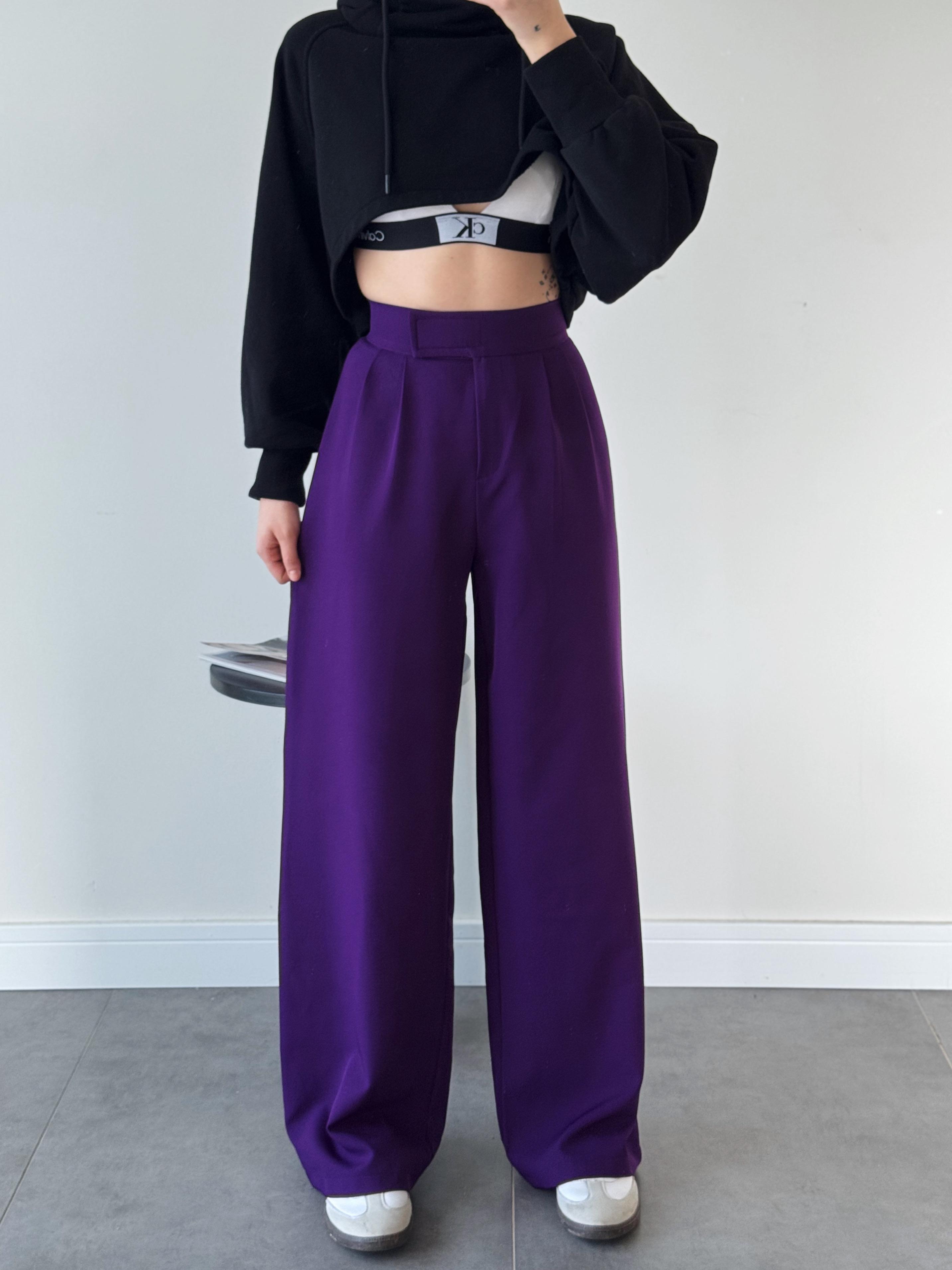 Redkit Cırt Kapamalı Mor Palazzo Pantolon