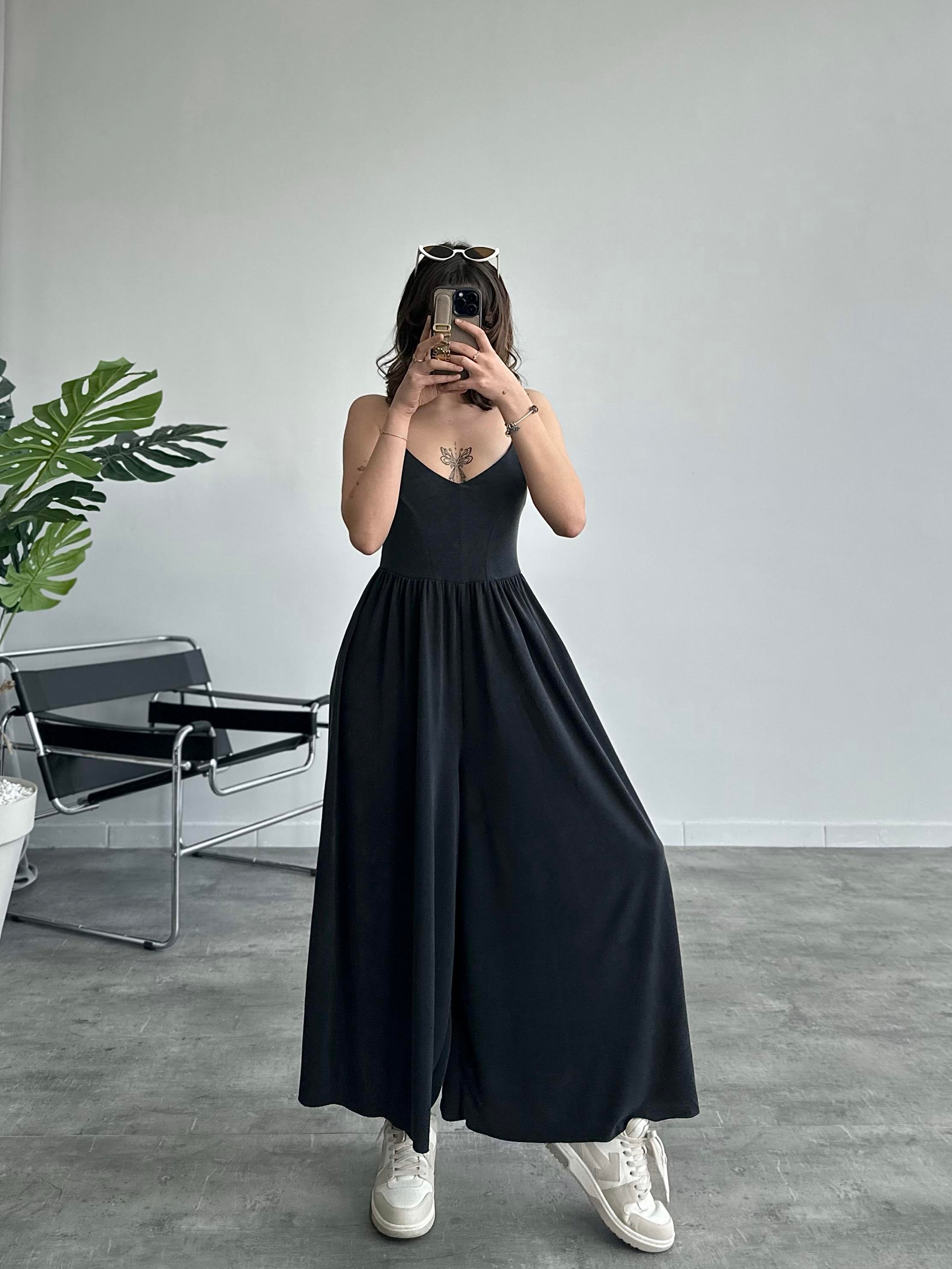 Sing Füme İp Askılı Sırtı Açık Tulum