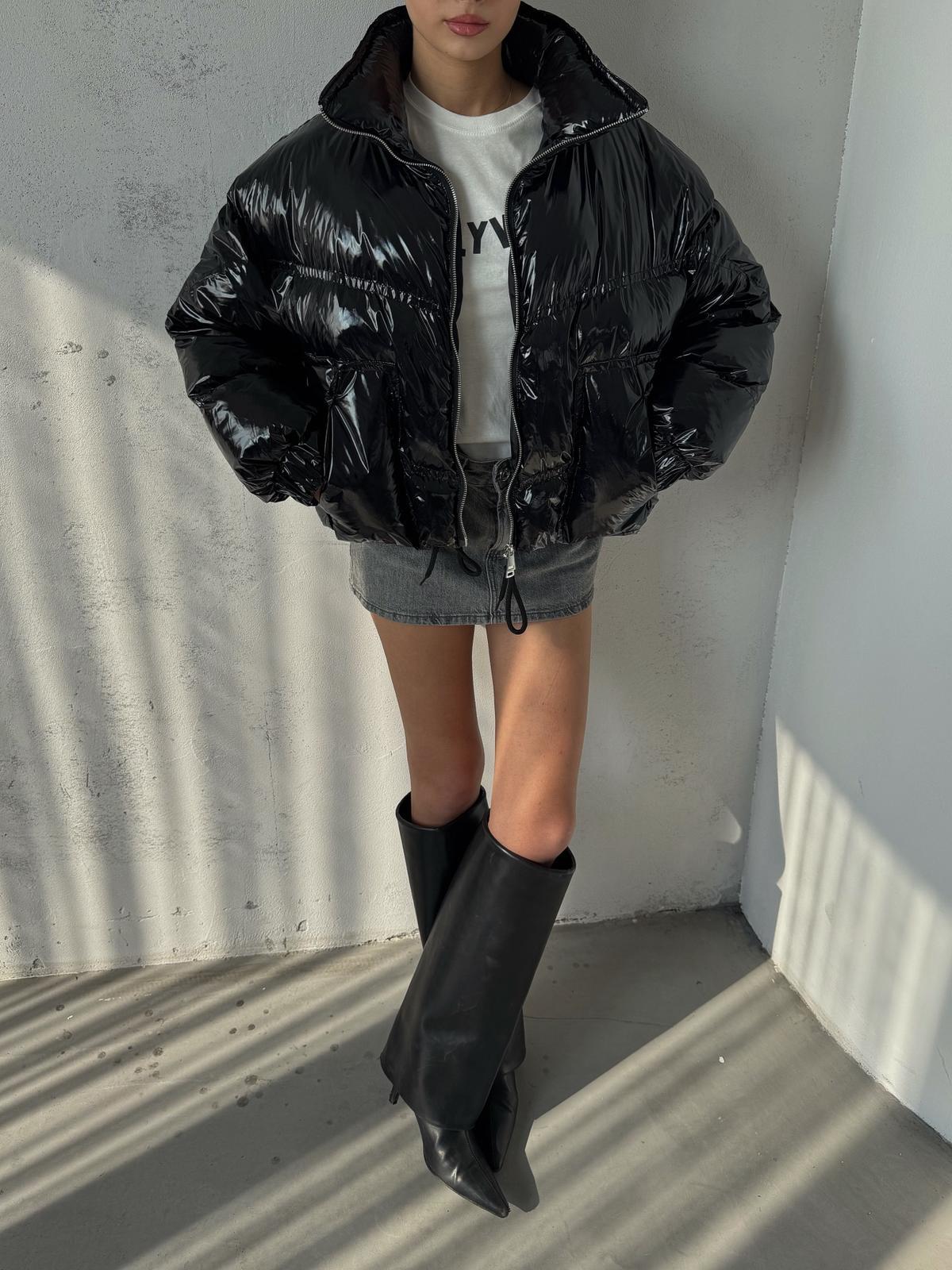 Tavia Siyah Parlak Şişme Mont