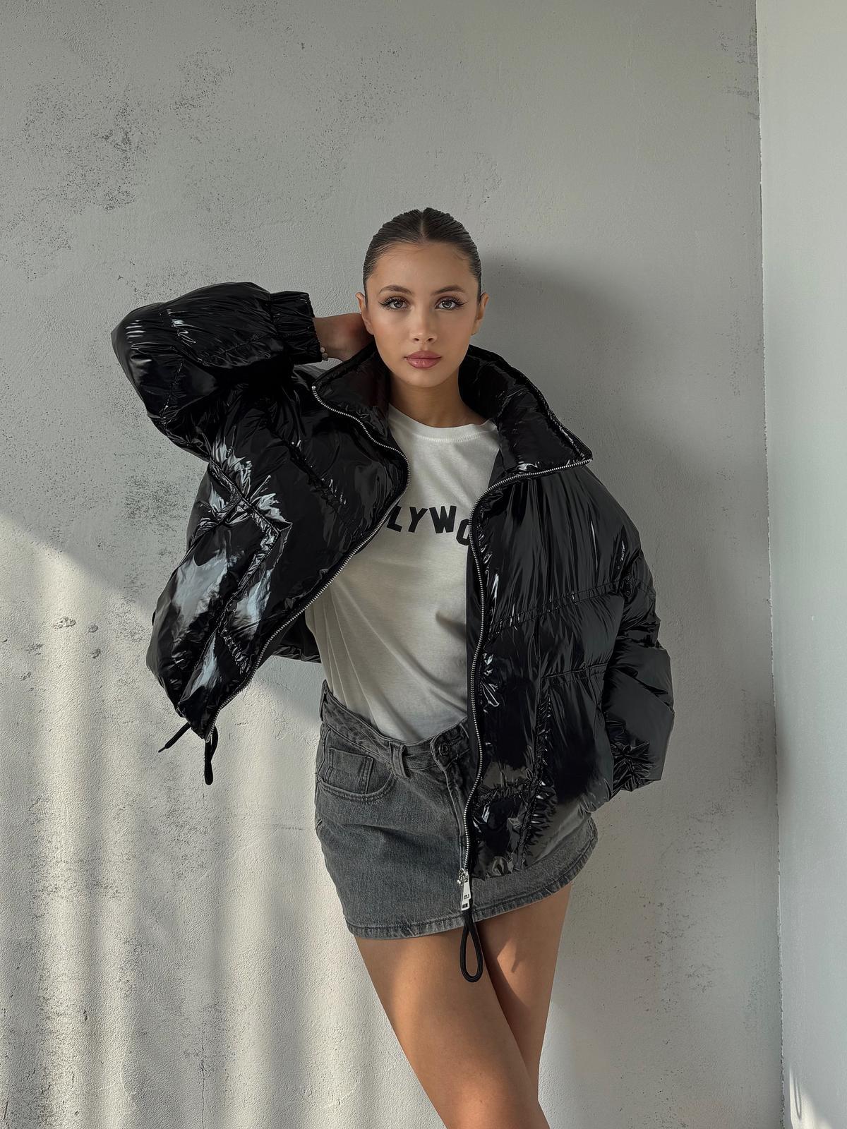 Tavia Siyah Parlak Şişme Mont