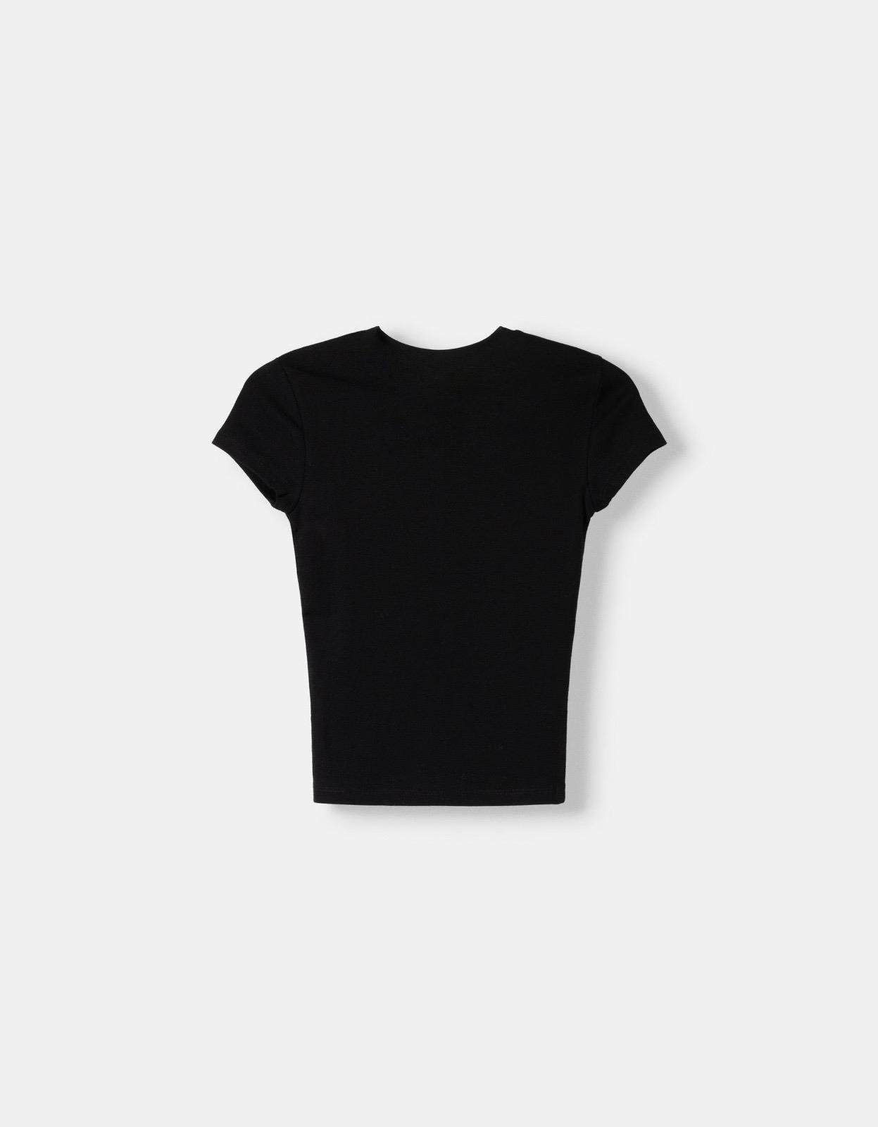 The Ow Kısa Kollu Basic Siyah Crop