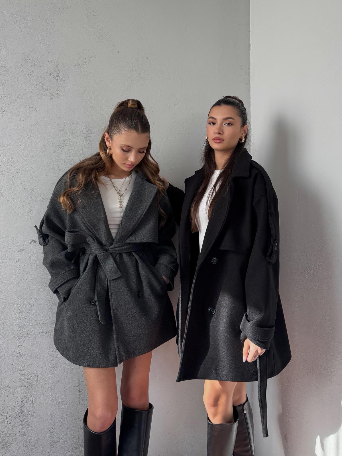 Verris Siyah Apoletli Oversize Kaşe Kısa Kaban