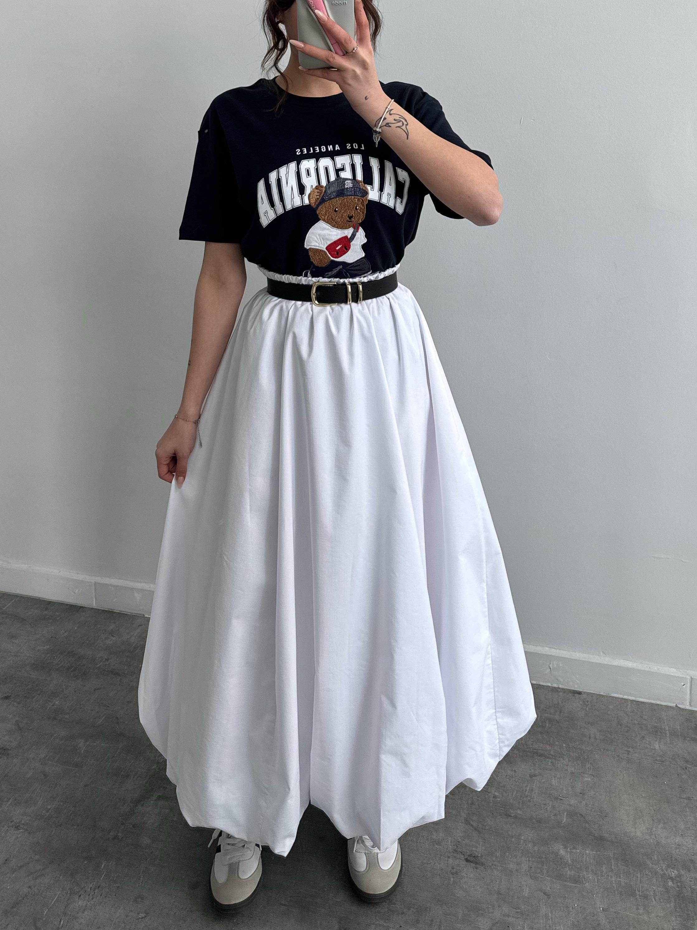 Vesper Beyaz Balon Uzun Etek