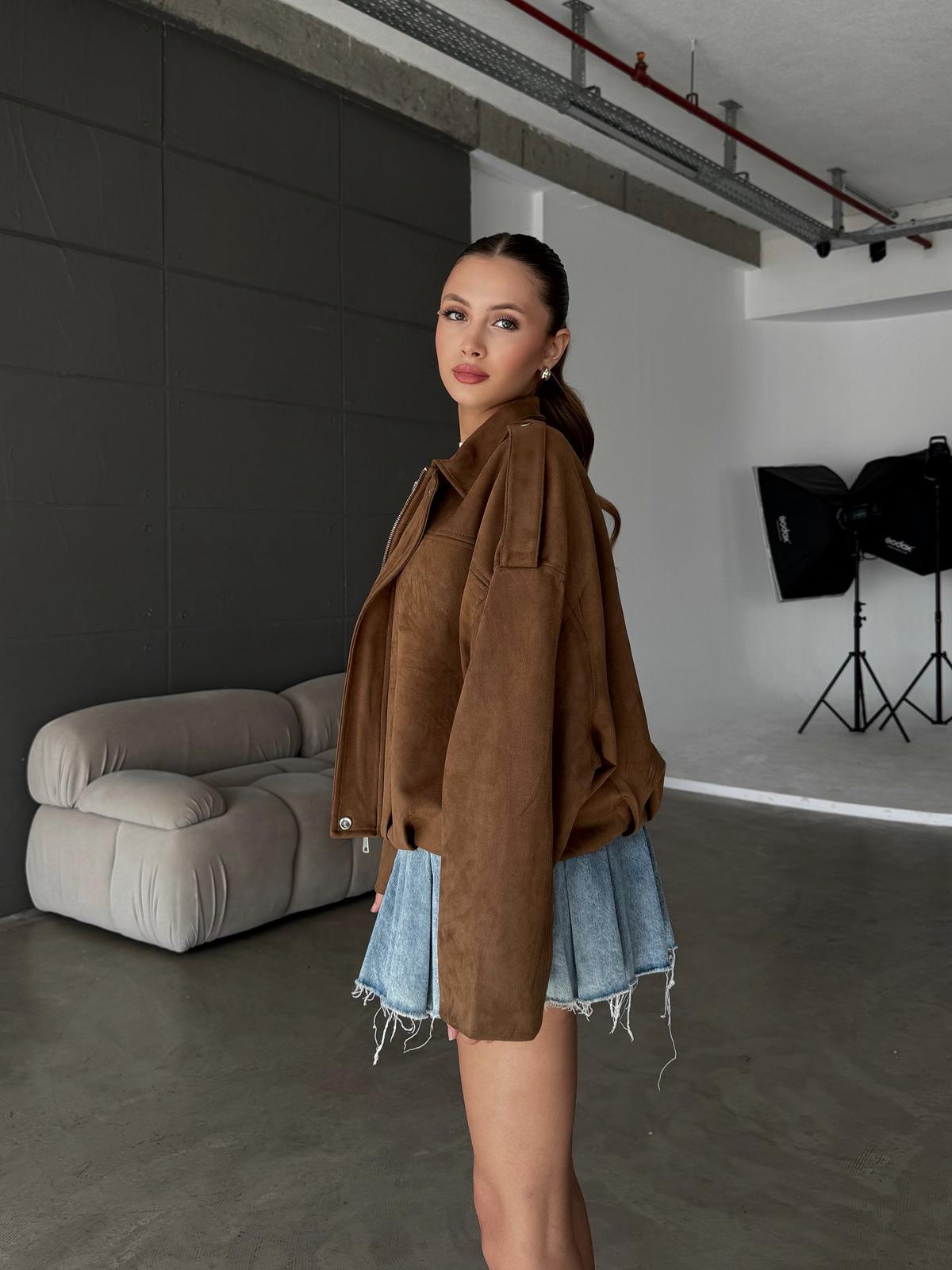 Yurex Premium Süet Camel Bomber Ceket