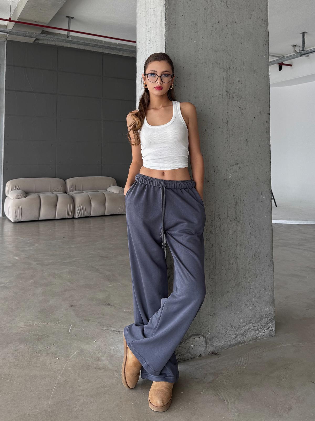 Zenia Bol Paça Oversize Antrasit Eşofman Altı