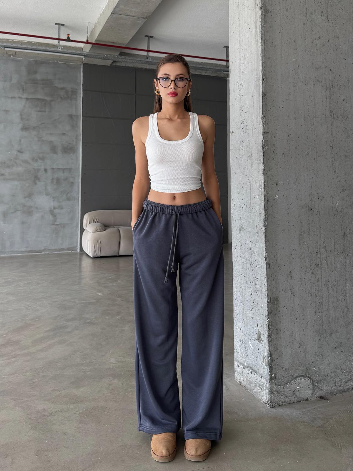 Zenia Bol Paça Oversize Antrasit Eşofman Altı