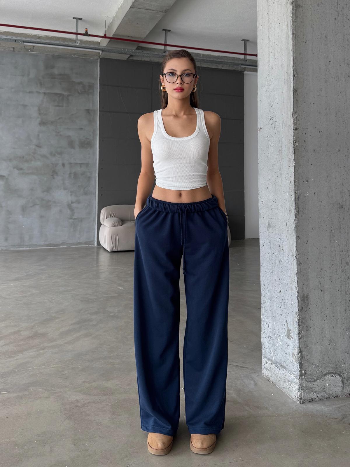 Zenia Bol Paça Oversize Lacivert Eşofman Altı