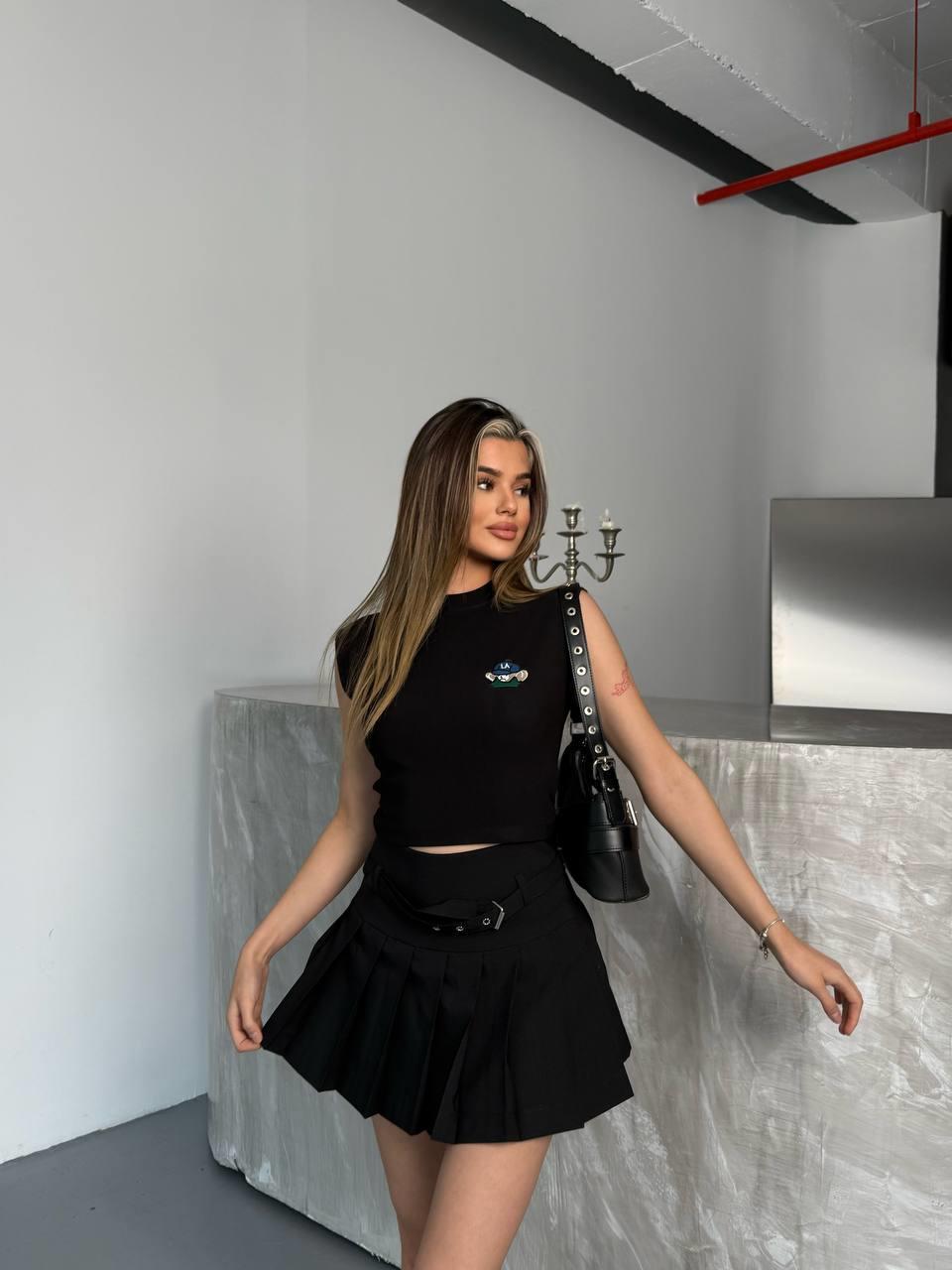 AYICIK NAKIŞLI CROP-2346 - SİYAH