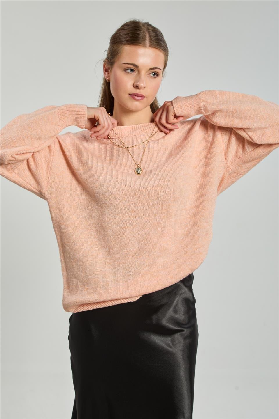Bisiklet yaka oversize kazak-1763 - Pembe
