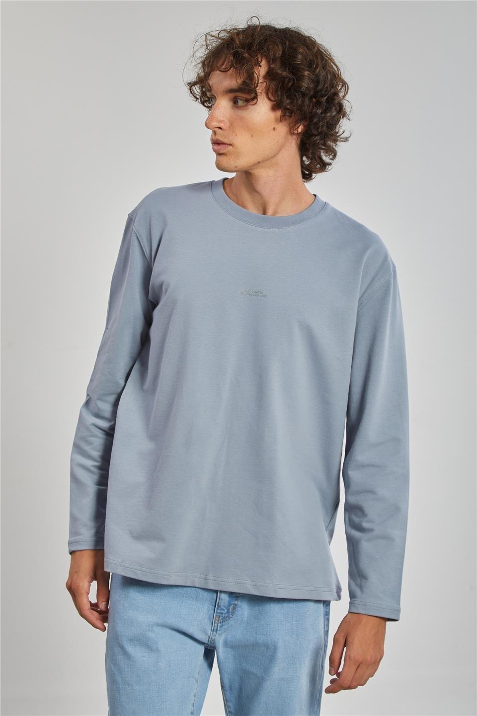 Bisiklet yaka sweat-5725-1 - Açık Gri