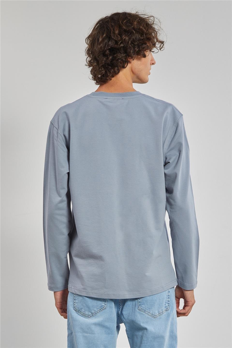 Bisiklet yaka sweat-5725-1 - Açık Gri