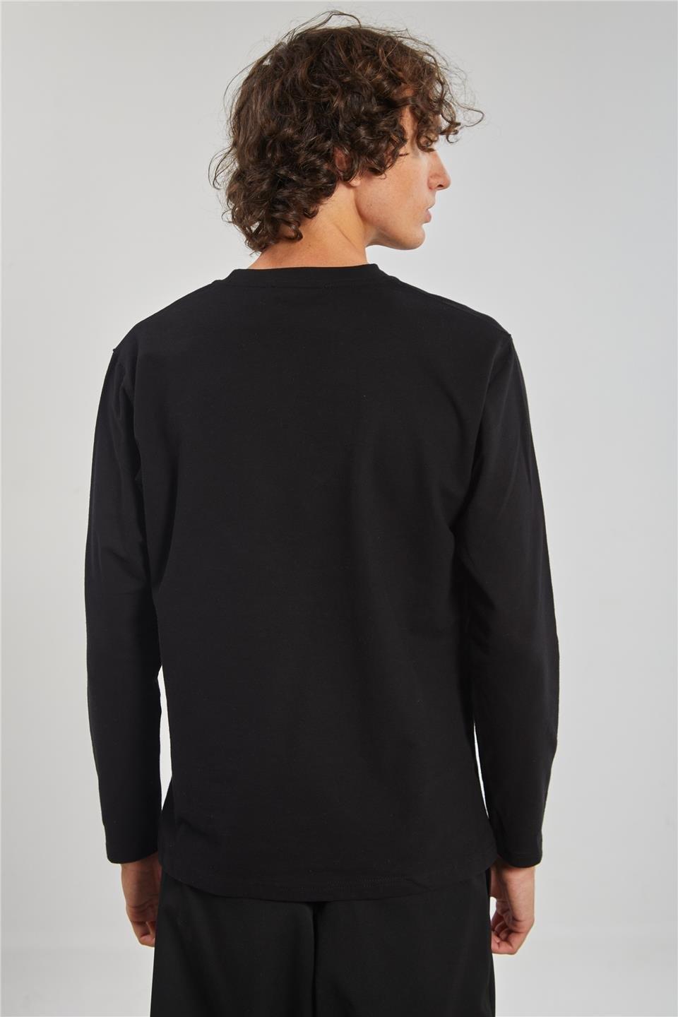 Bisiklet yaka sweat-5725-1 - Siyah