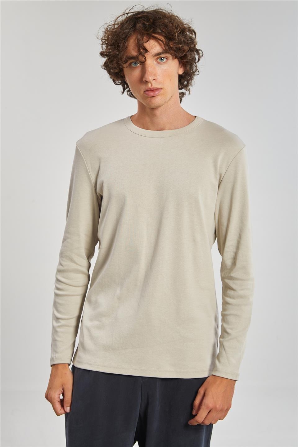 Bisiklet yaka sweatshirt-5074-1 - Bej