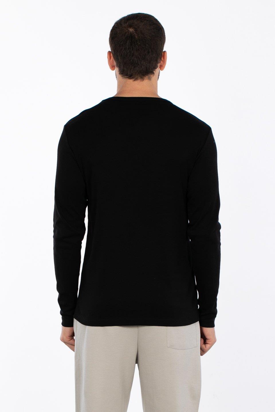 Bisiklet yaka sweatshirt-5074-1 - Siyah
