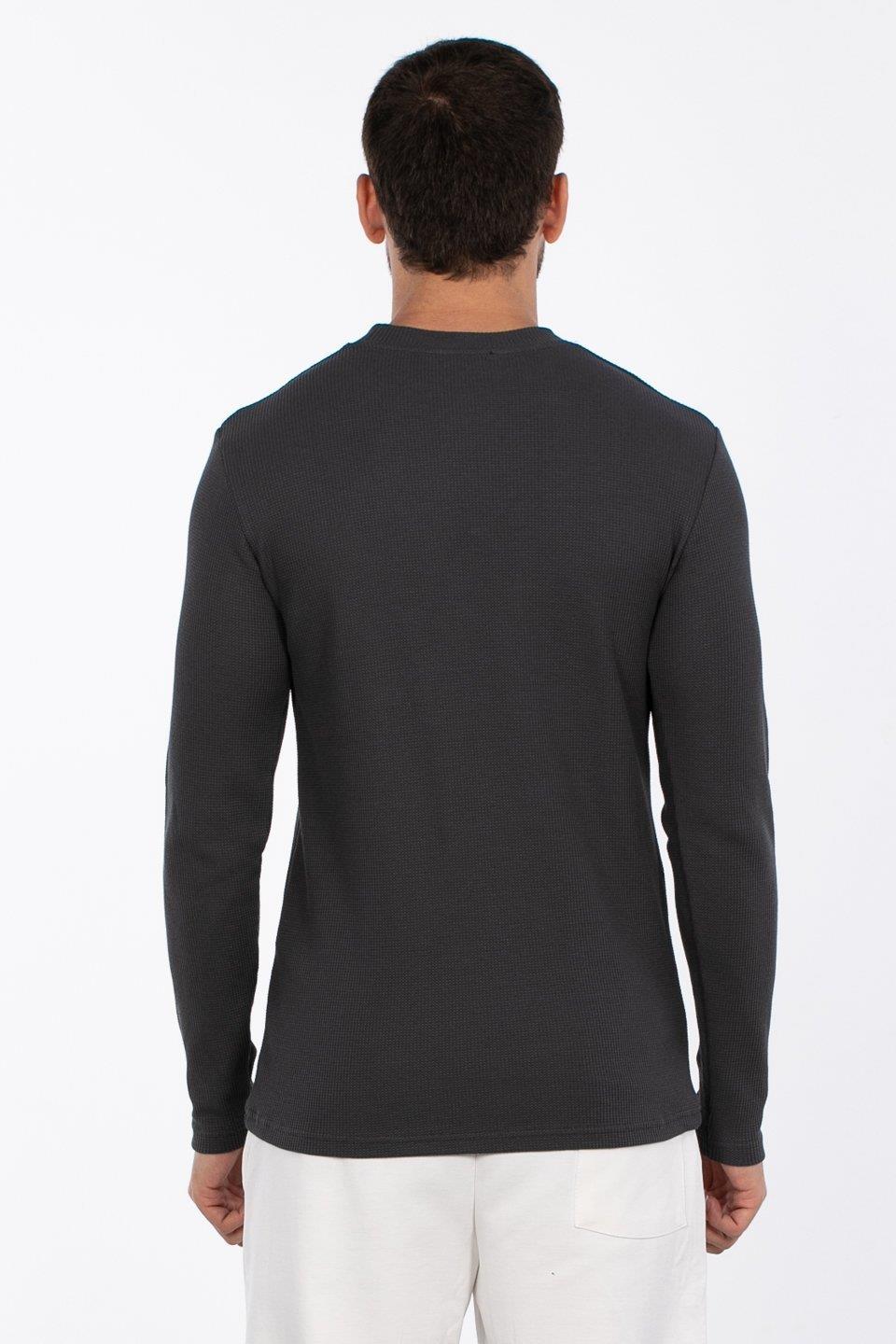 Bisiklet yaka waffal sweat-5073-2 - Antrasit
