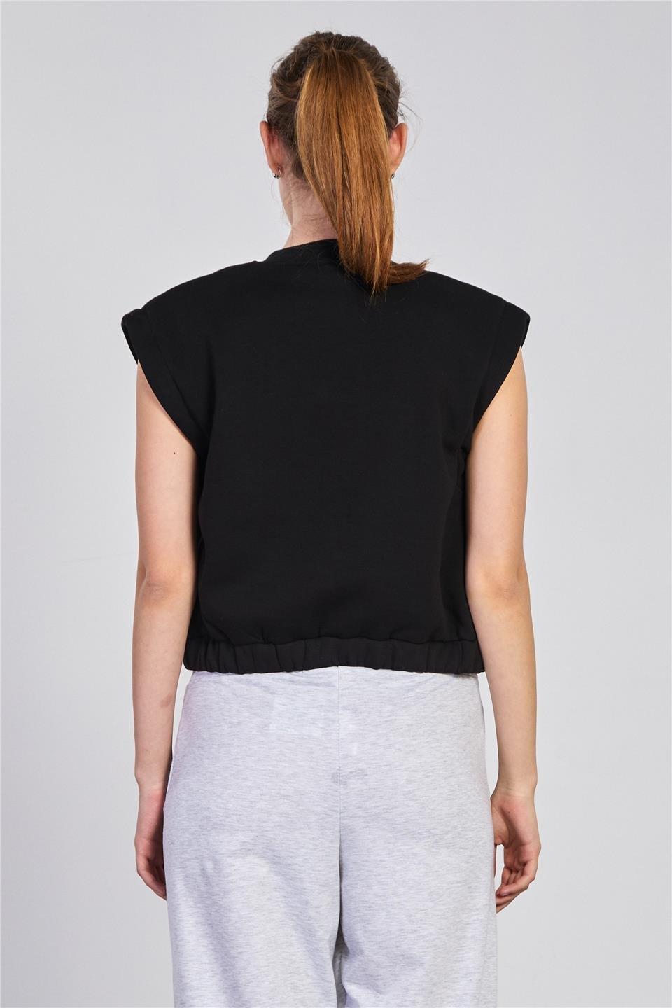 Çıtçıtlı sweat yelek-5688 - Siyah