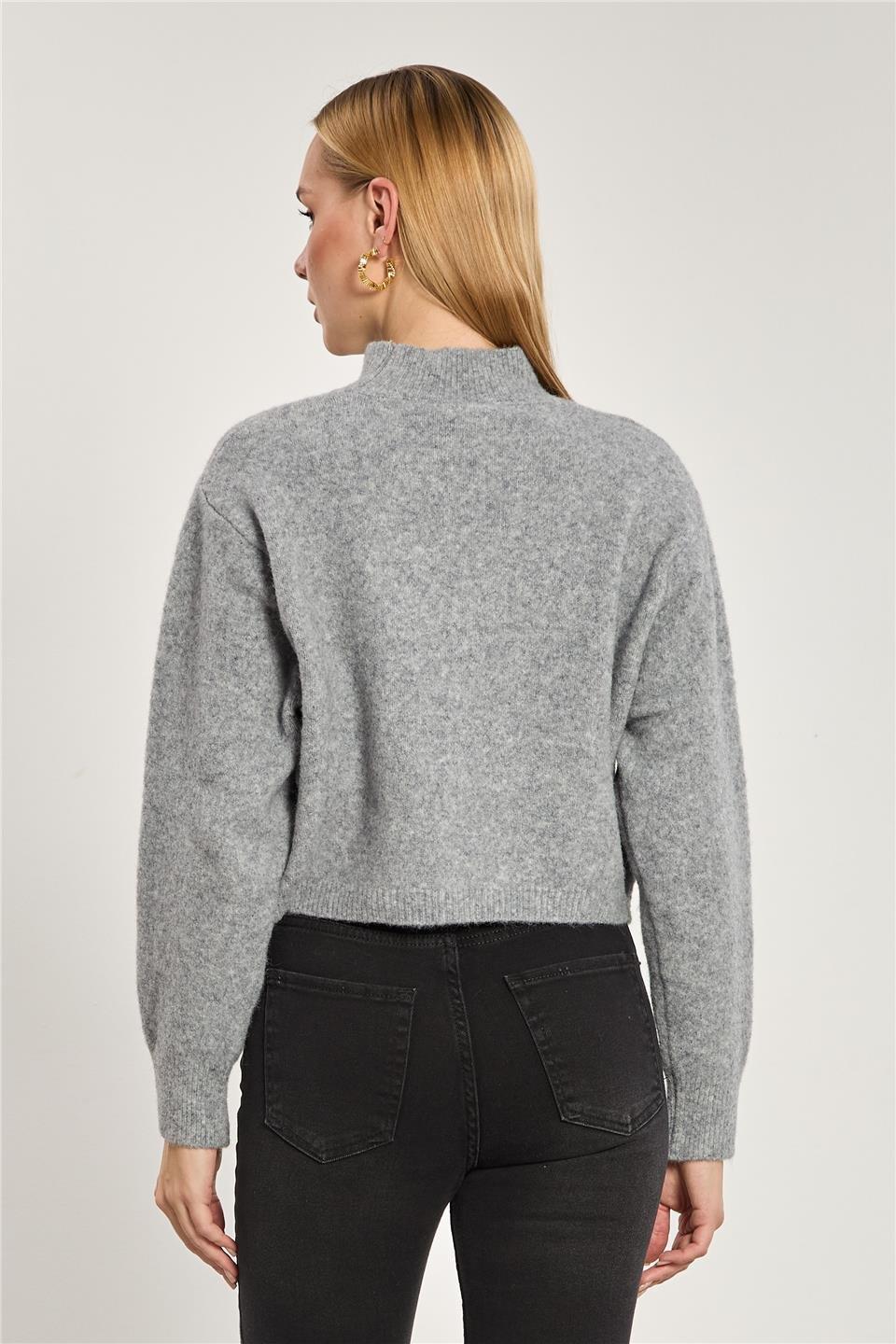 Crop triko kazak-2556 - Gri