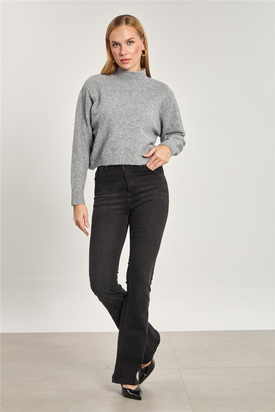 Crop triko kazak-2556 - Gri